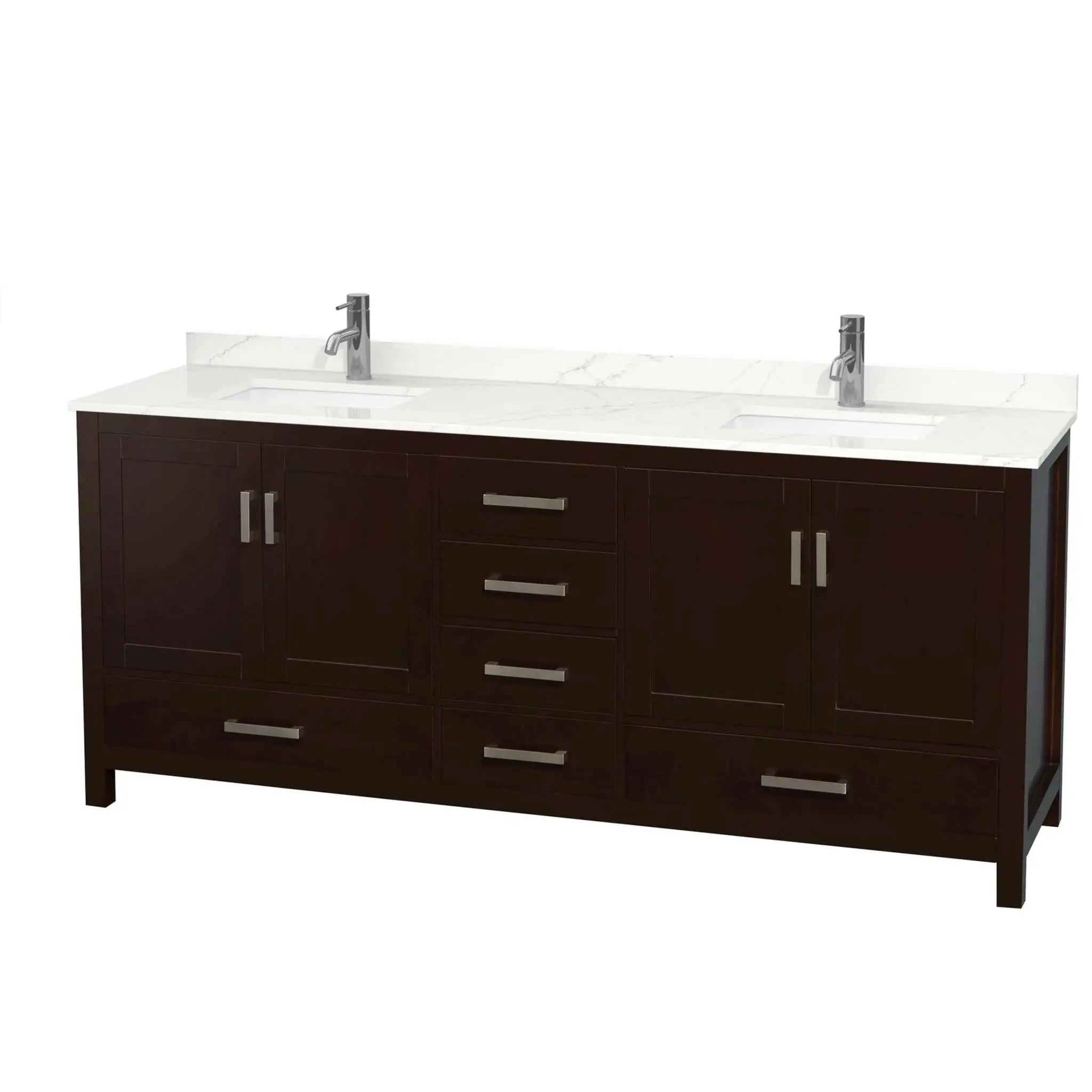 80" Sheffield Double Bathroom Vanity in Espresso with Brushed Chrome Trim by Wyndham