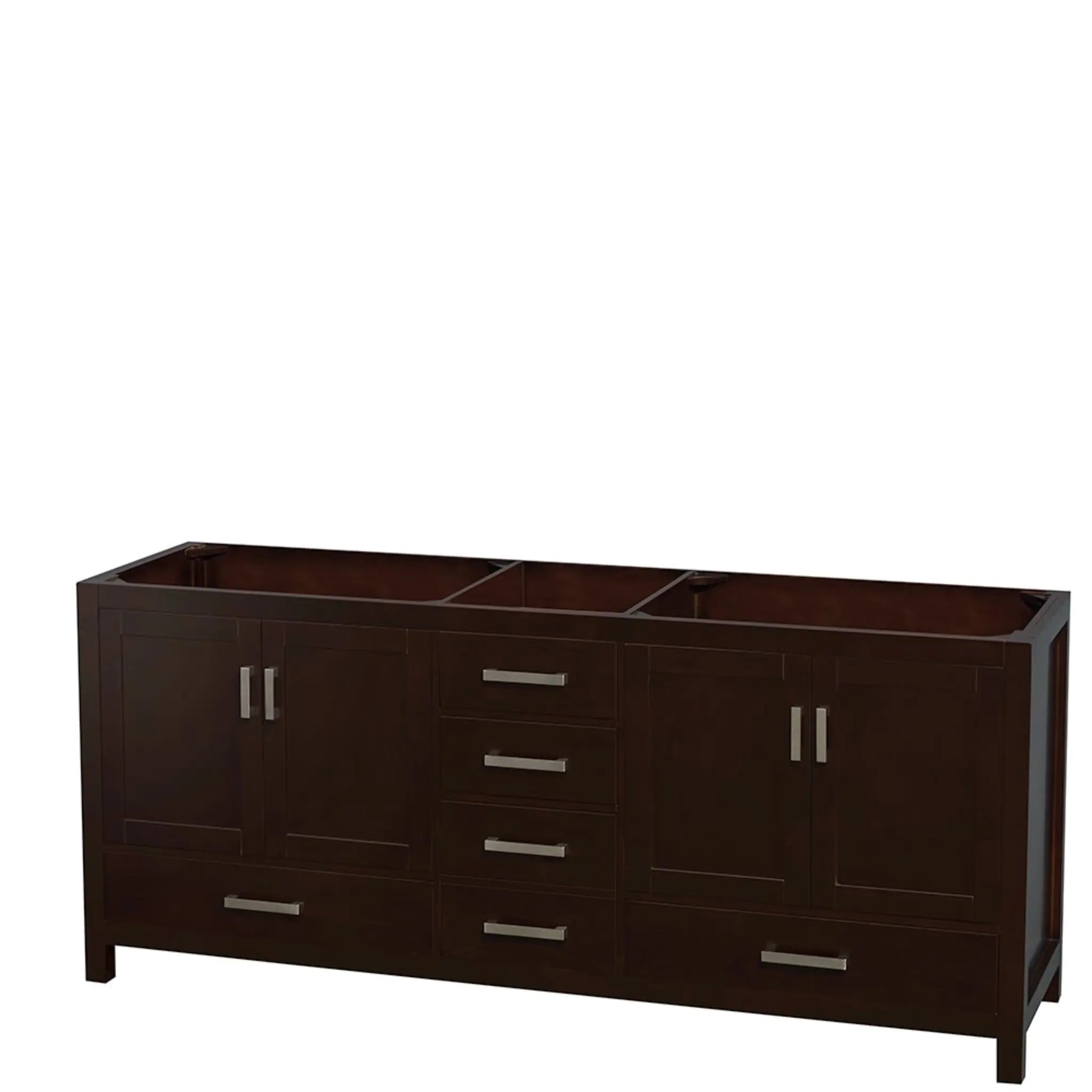 80" Sheffield Double Bathroom Vanity in Espresso with Brushed Chrome Trim by Wyndham