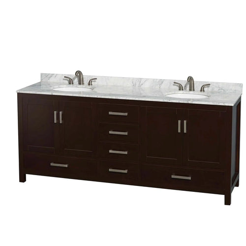 80" Sheffield Double Bathroom Vanity in Espresso with Brushed Chrome Trim by Wyndham