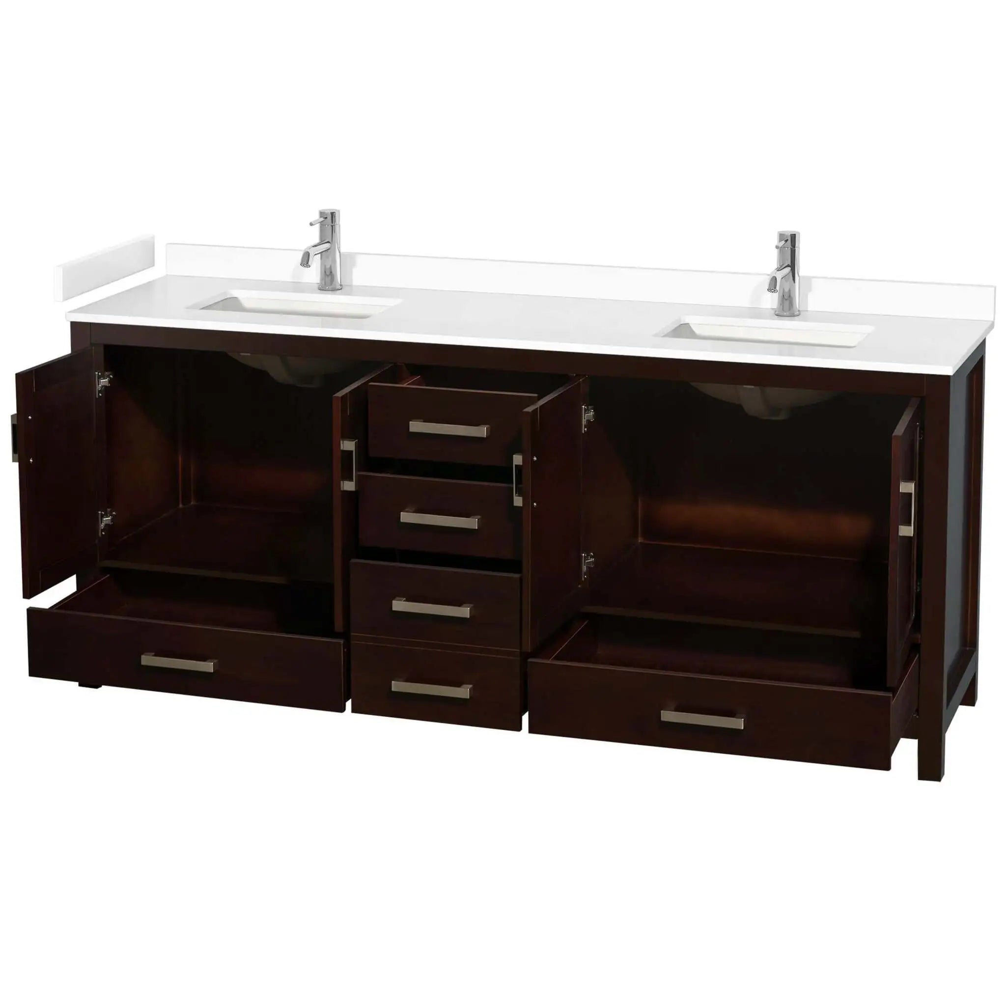 80" Sheffield Double Bathroom Vanity in Espresso with Brushed Chrome Trim by Wyndham