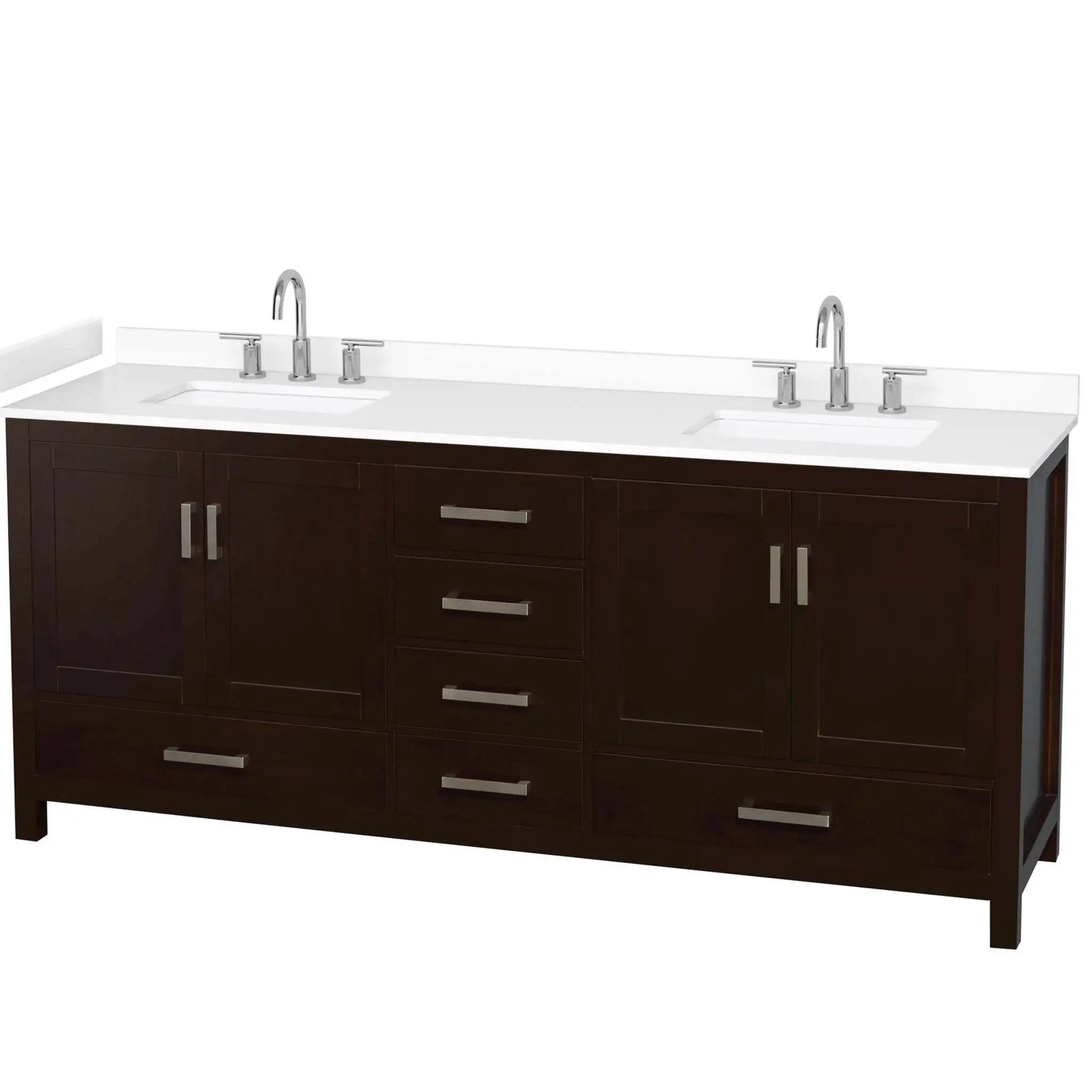 80" Sheffield Double Bathroom Vanity in Espresso with Brushed Chrome Trim by Wyndham