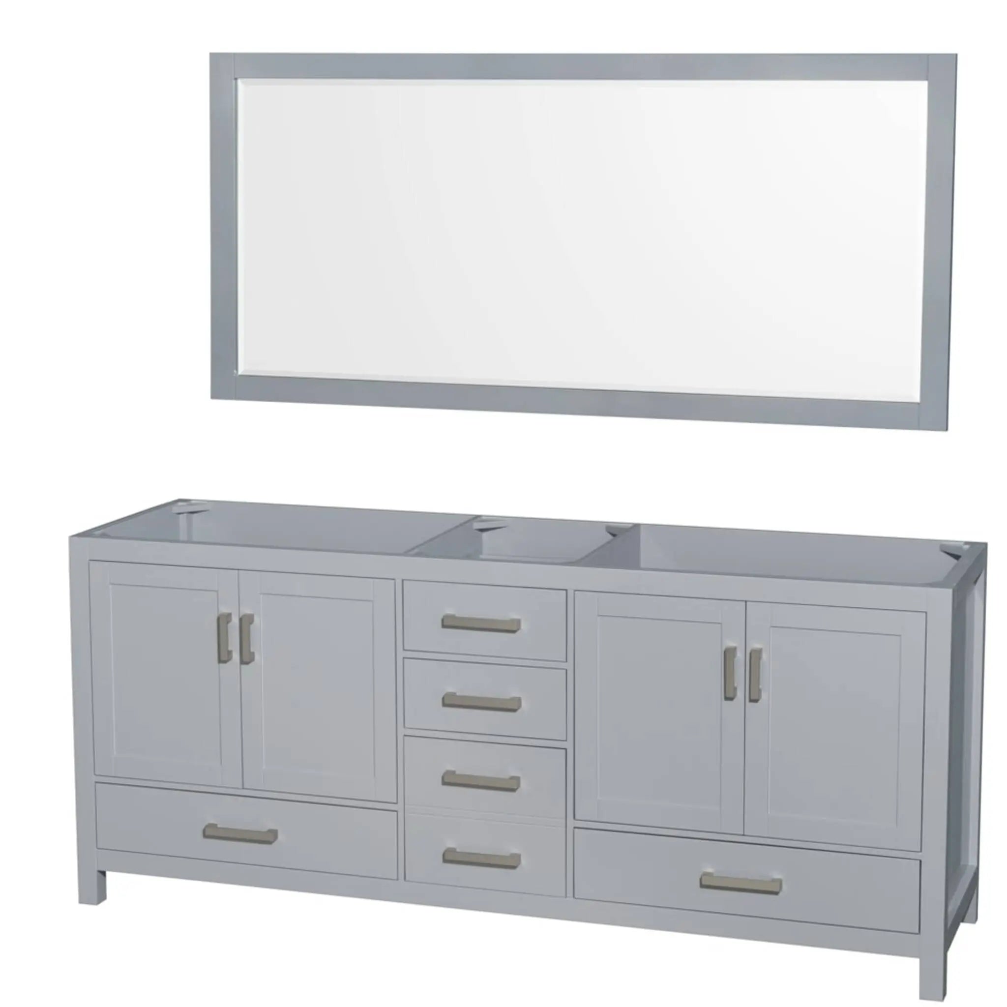 80" Sheffield Double Bathroom Vanity in Gray with Brushed Chrome Trim & 70" Mirror by Wyndham