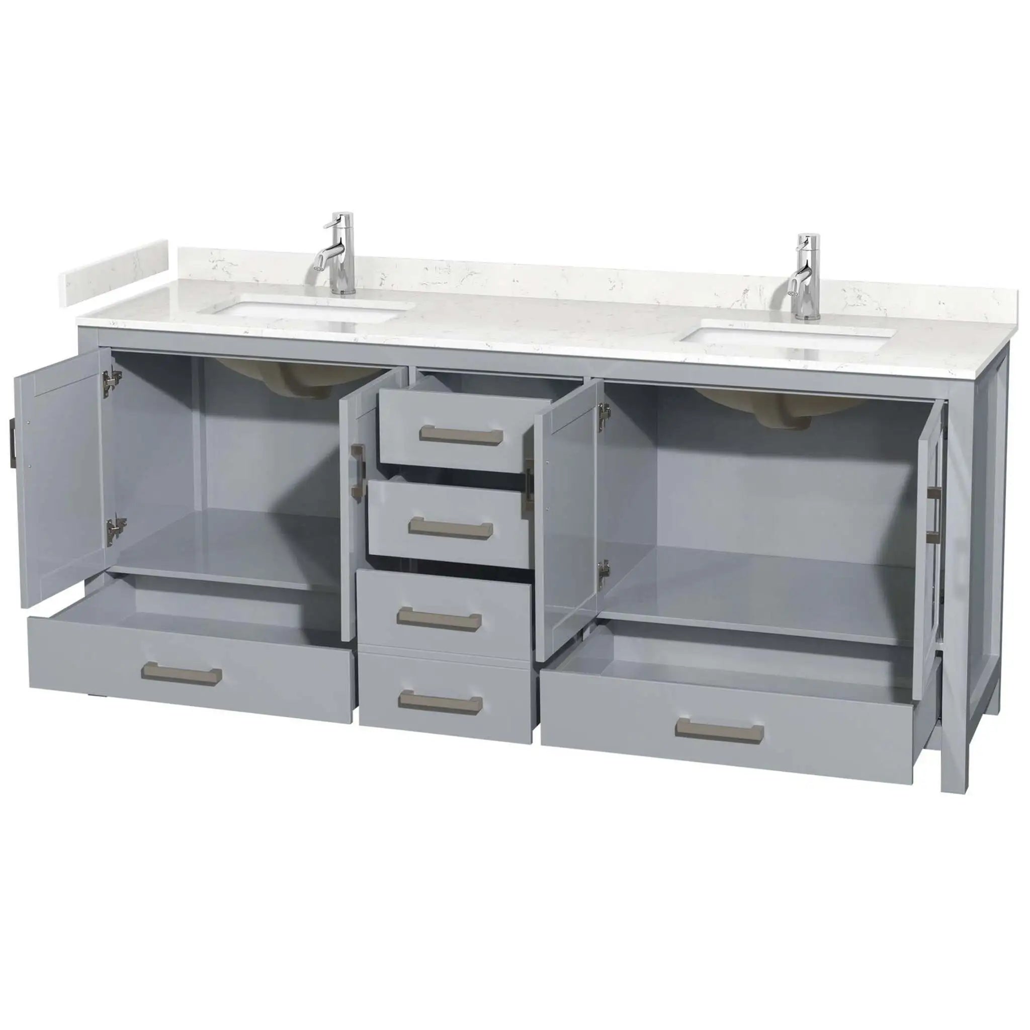 80" Sheffield Double Bathroom Vanity in Gray with Brushed Chrome Trim by Wyndham