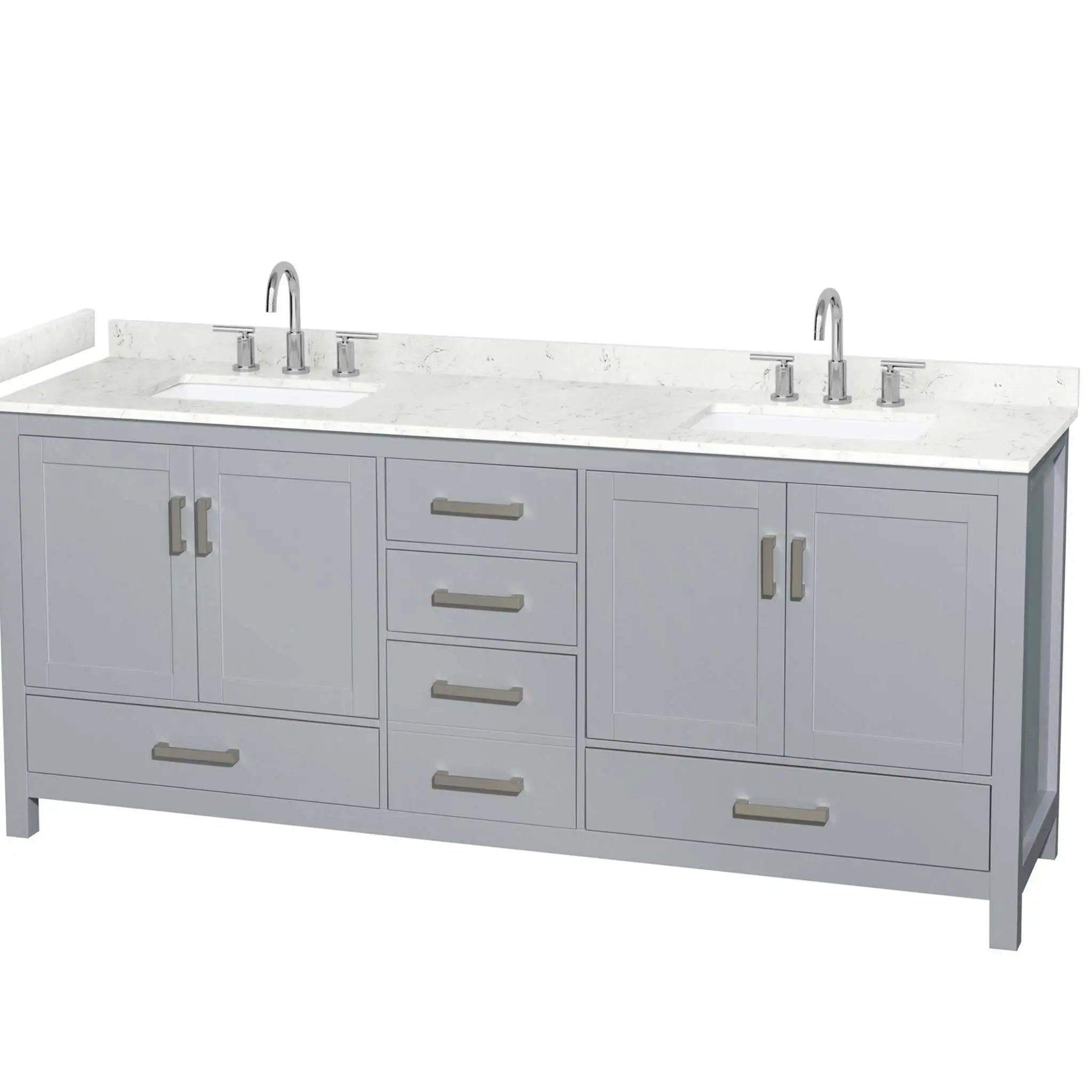 80" Sheffield Double Bathroom Vanity in Gray with Brushed Chrome Trim by Wyndham