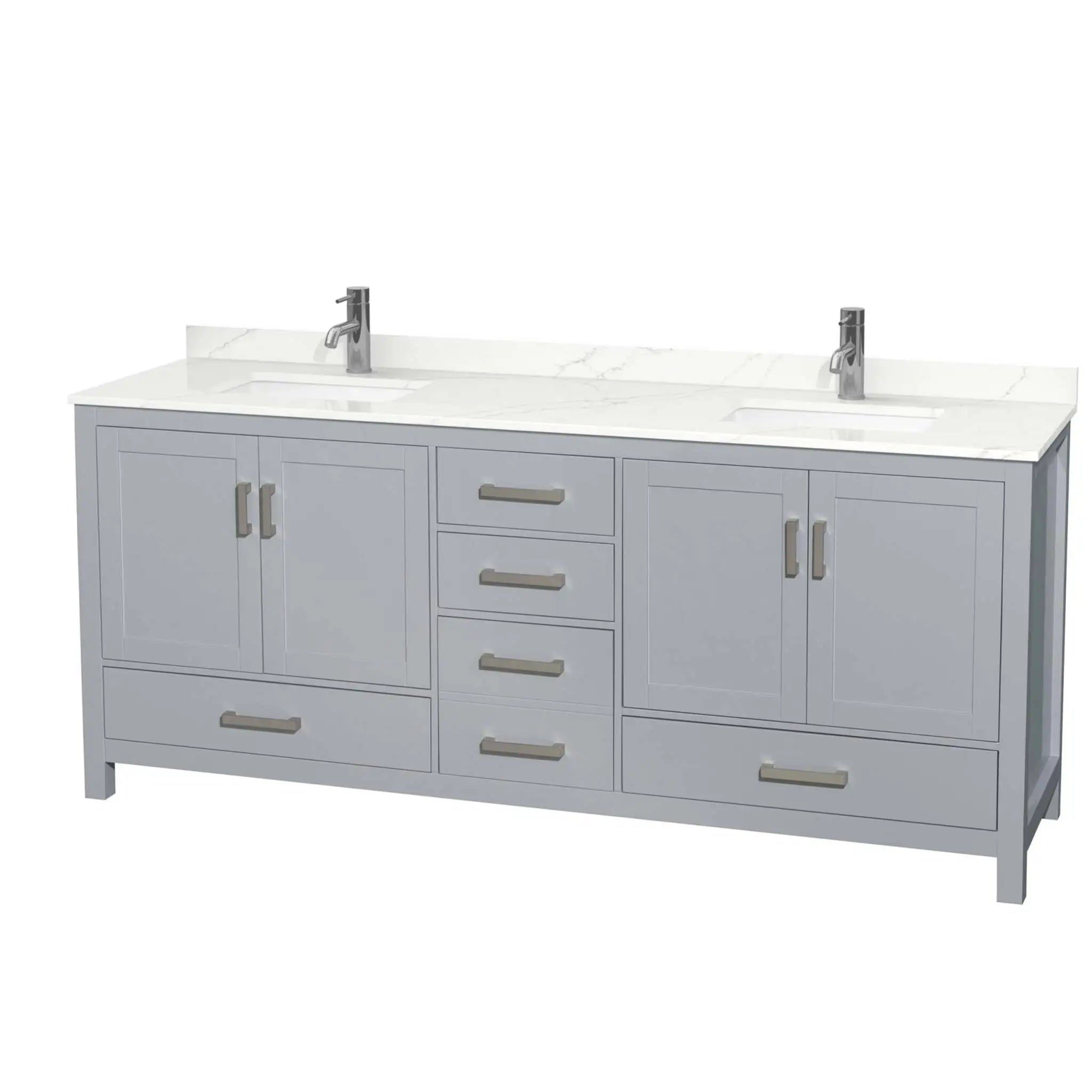 80" Sheffield Double Bathroom Vanity in Gray with Brushed Chrome Trim by Wyndham