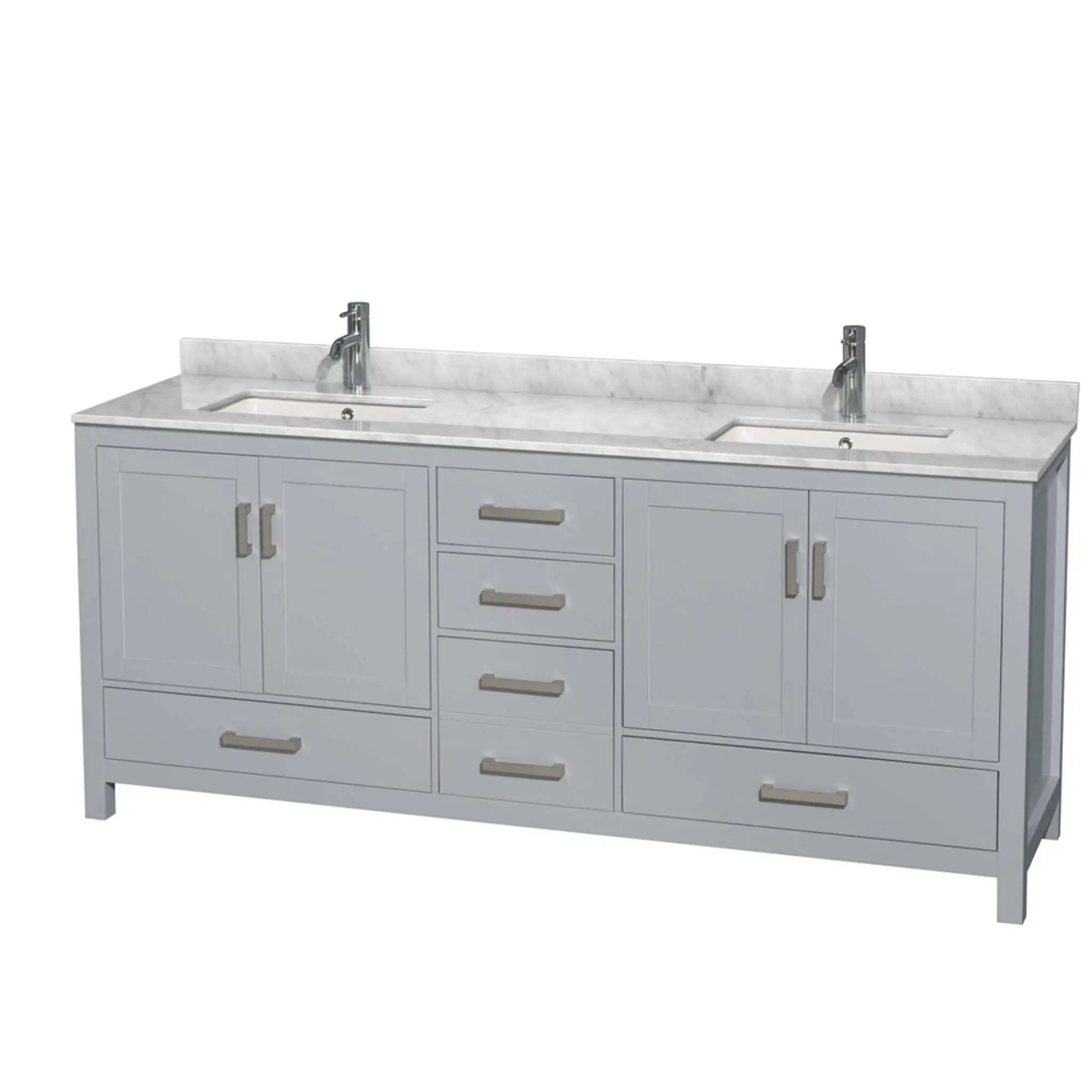 80" Sheffield Double Bathroom Vanity in Gray with Brushed Chrome Trim by Wyndham