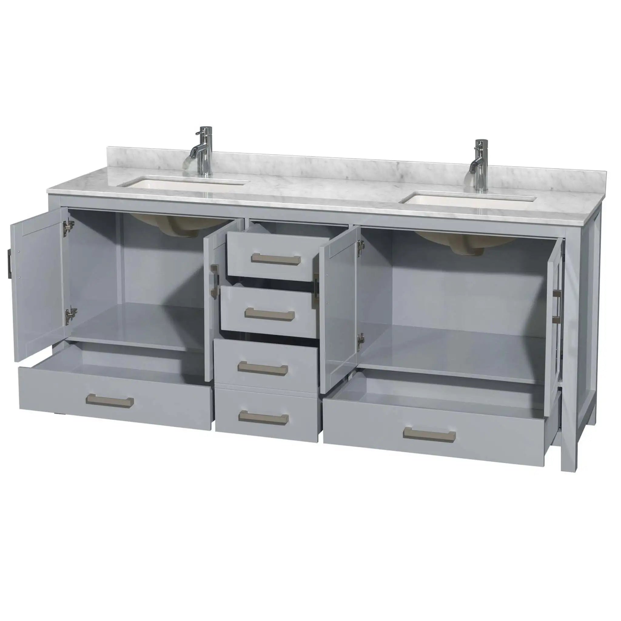 80" Sheffield Double Bathroom Vanity in Gray with Brushed Chrome Trim by Wyndham