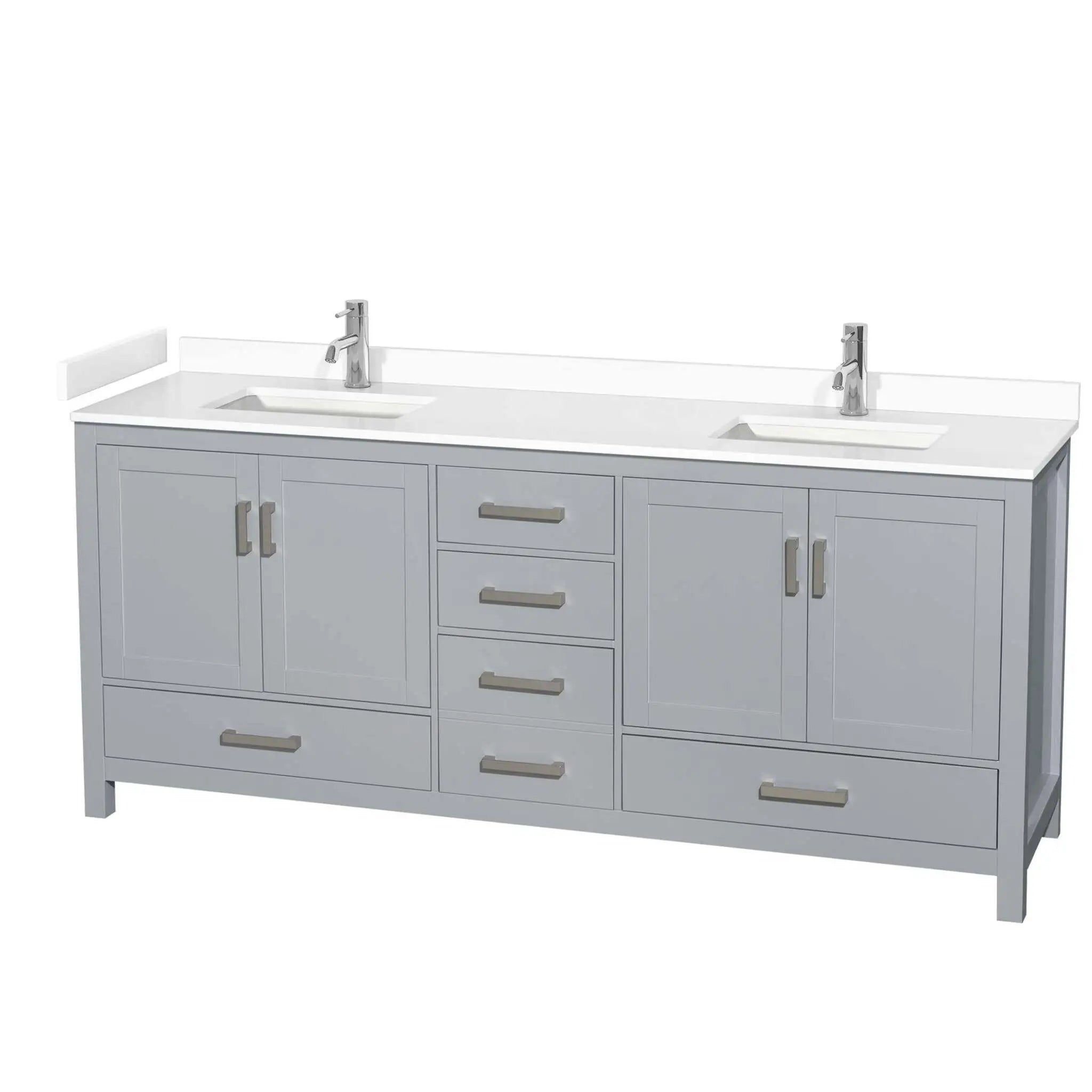 80" Sheffield Double Bathroom Vanity in Gray with Brushed Chrome Trim by Wyndham