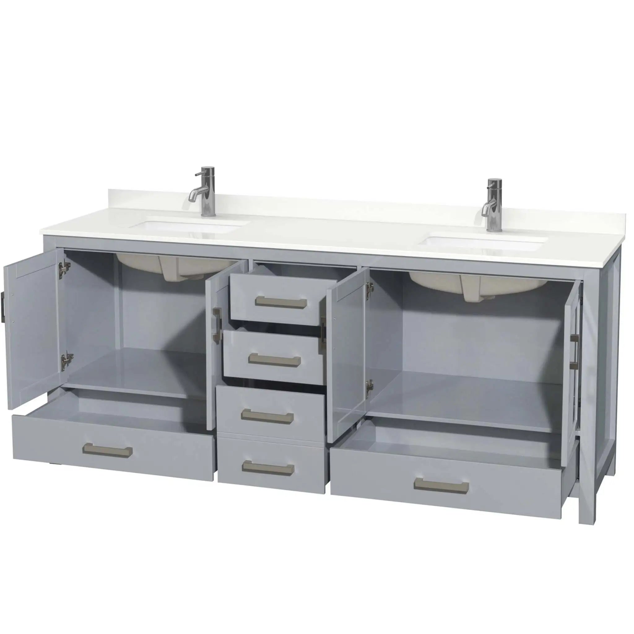 80" Sheffield Double Bathroom Vanity in Gray with Brushed Chrome Trim by Wyndham
