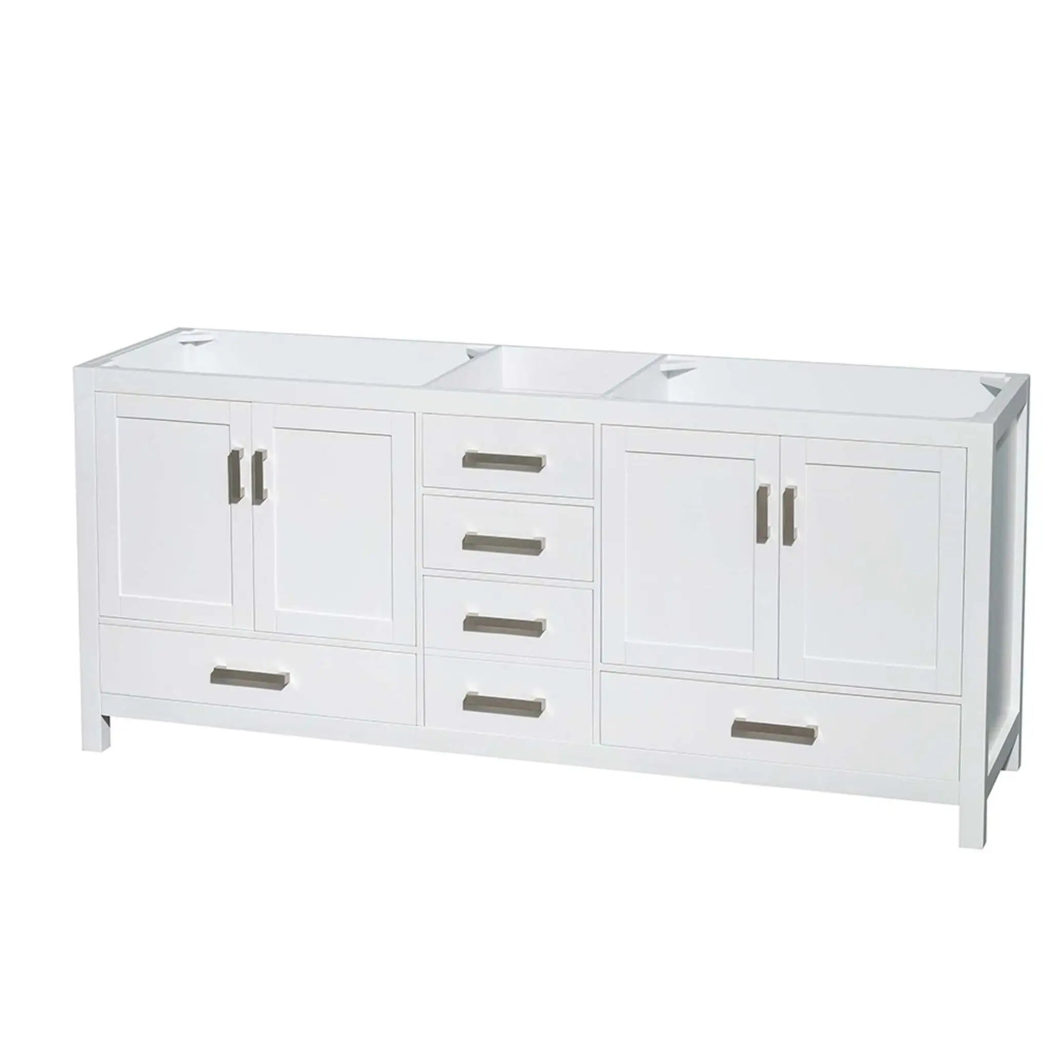 80" Sheffield Double Bathroom Vanity in White with Brushed Chrome Trim by Wyndham
