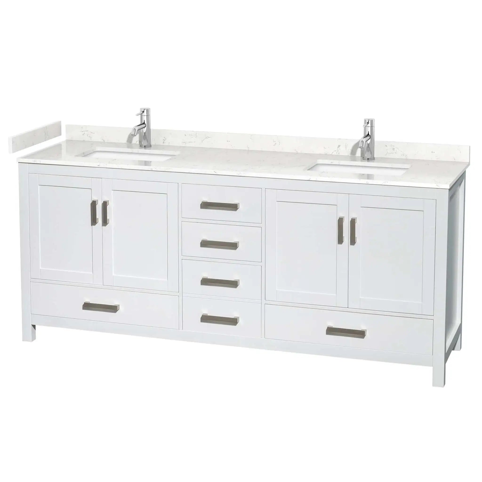 80" Sheffield Double Bathroom Vanity in White with Brushed Chrome Trim by Wyndham