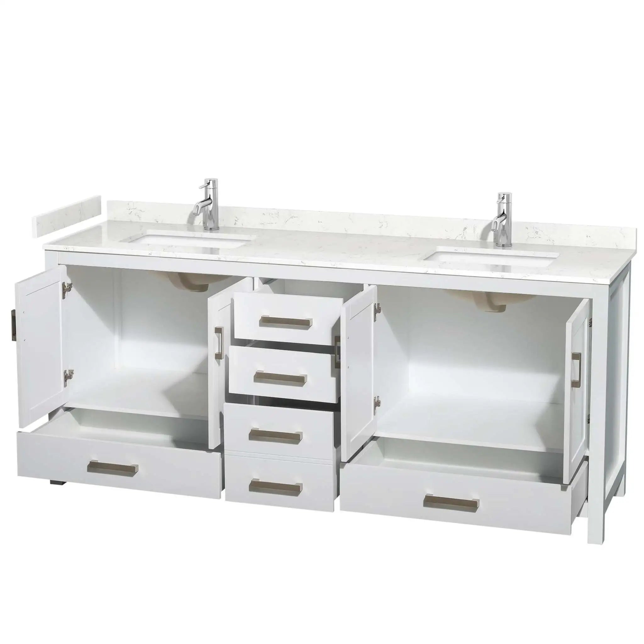80" Sheffield Double Bathroom Vanity in White with Brushed Chrome Trim by Wyndham