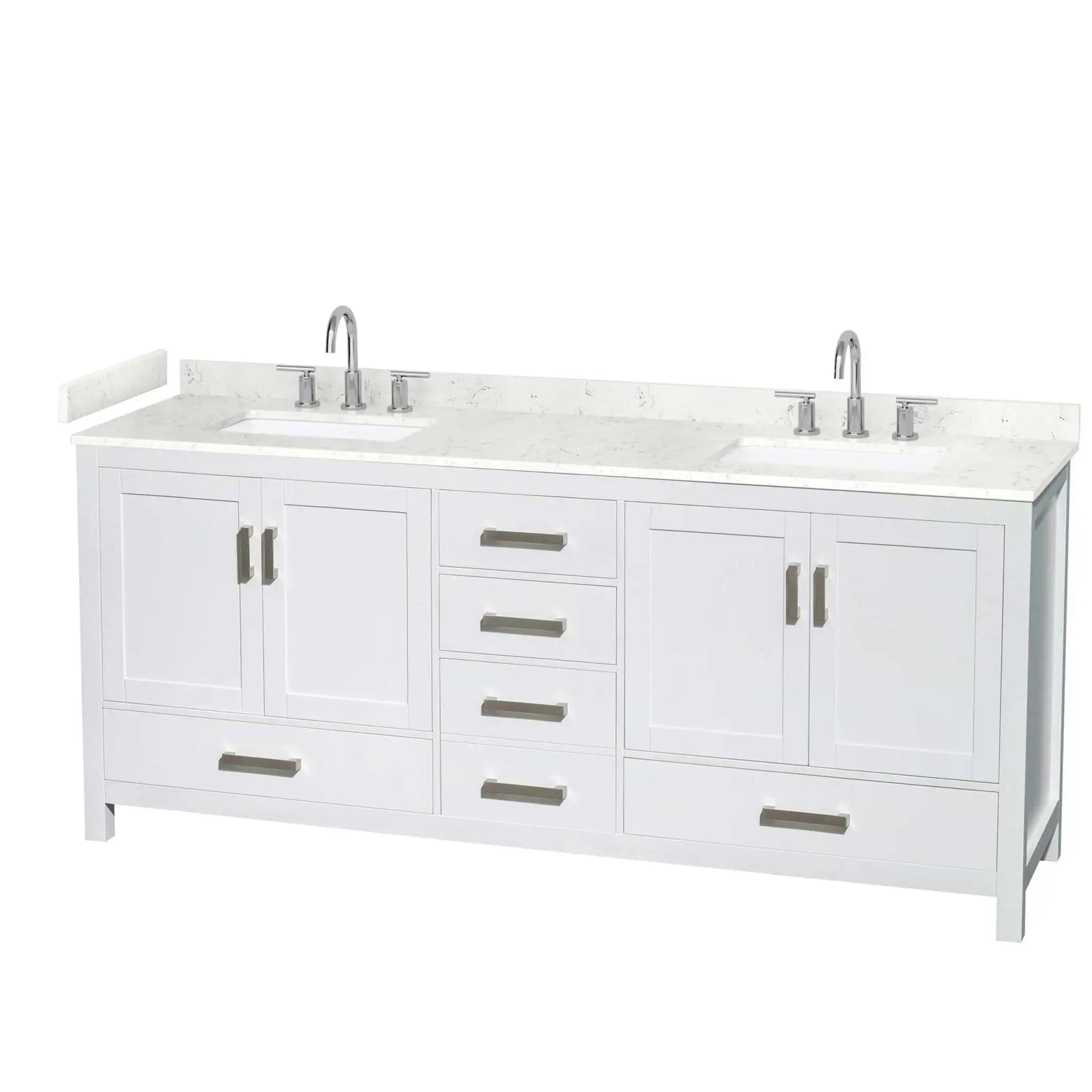 80" Sheffield Double Bathroom Vanity in White with Brushed Chrome Trim by Wyndham