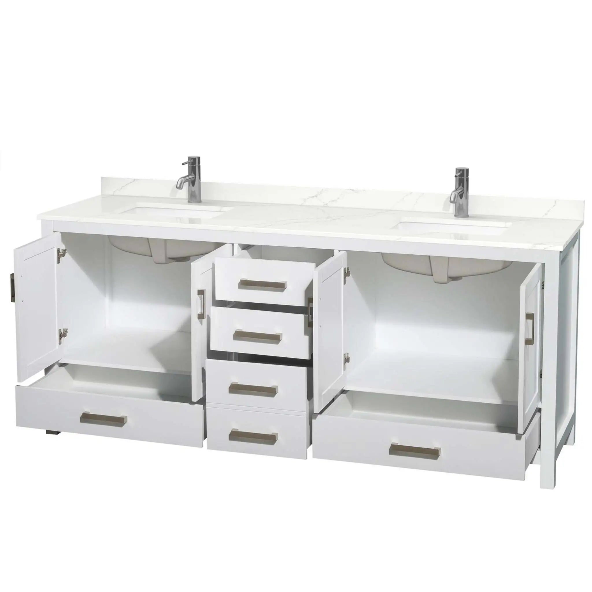 80" Sheffield Double Bathroom Vanity in White with Brushed Chrome Trim by Wyndham