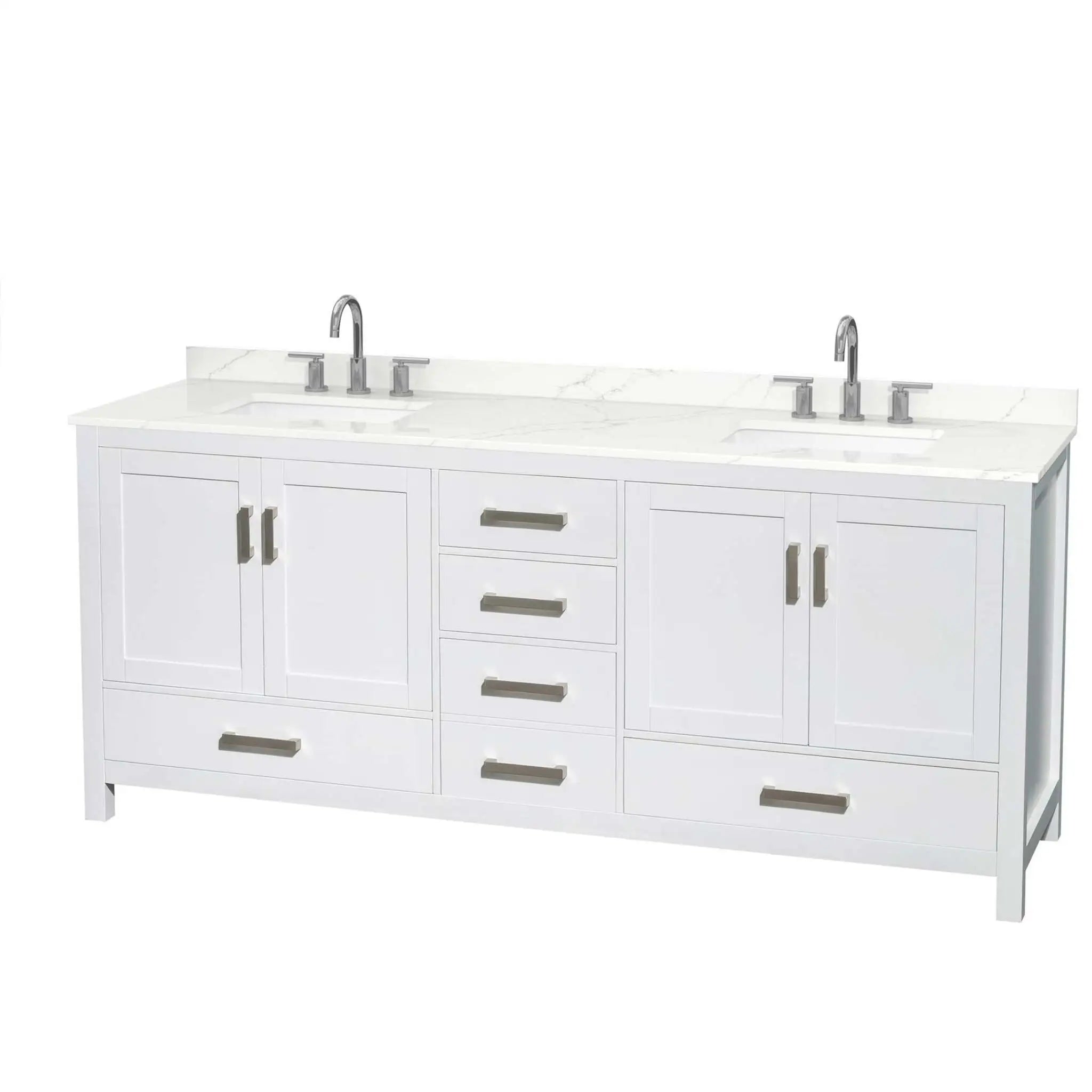 80" Sheffield Double Bathroom Vanity in White with Brushed Chrome Trim by Wyndham