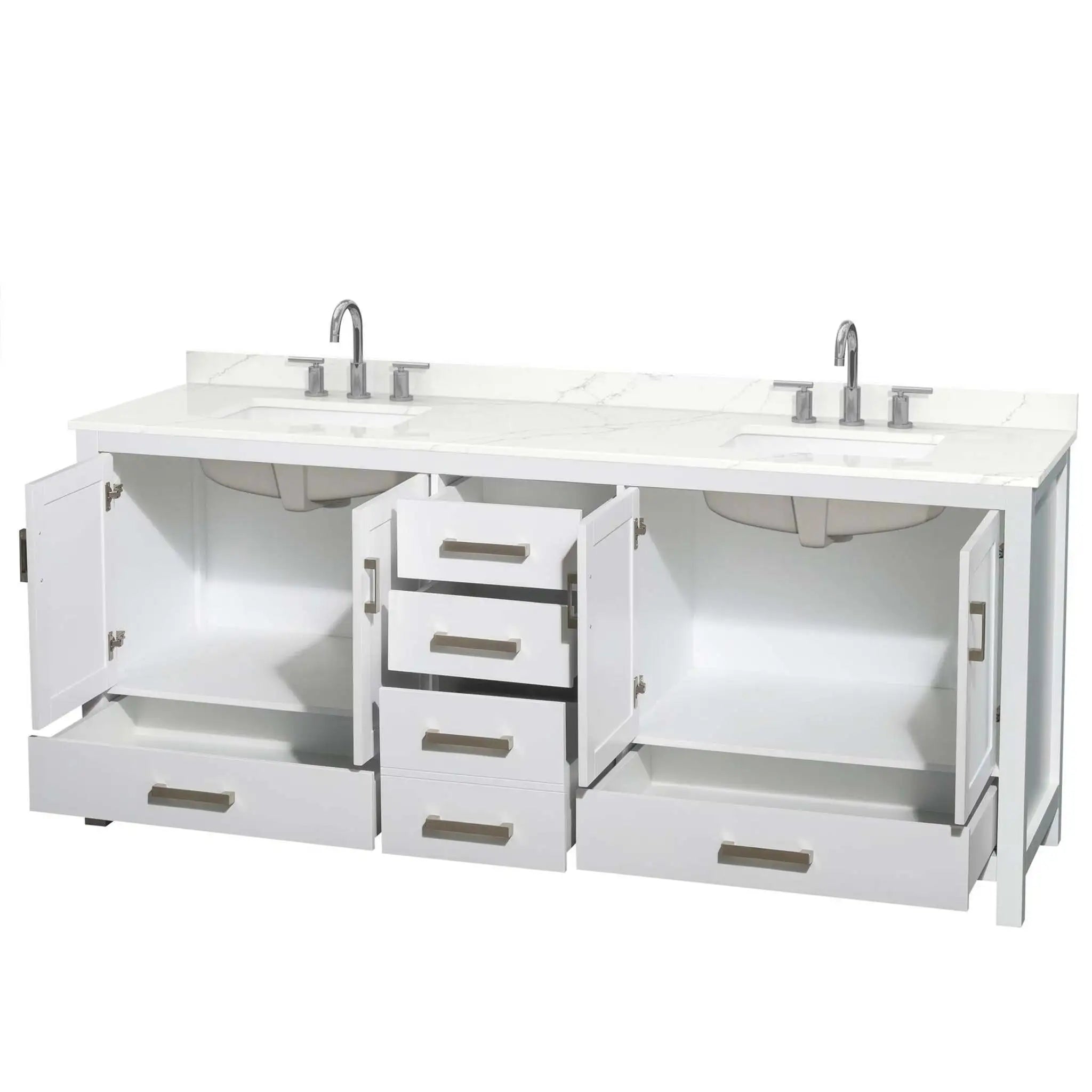 80" Sheffield Double Bathroom Vanity in White with Brushed Chrome Trim by Wyndham