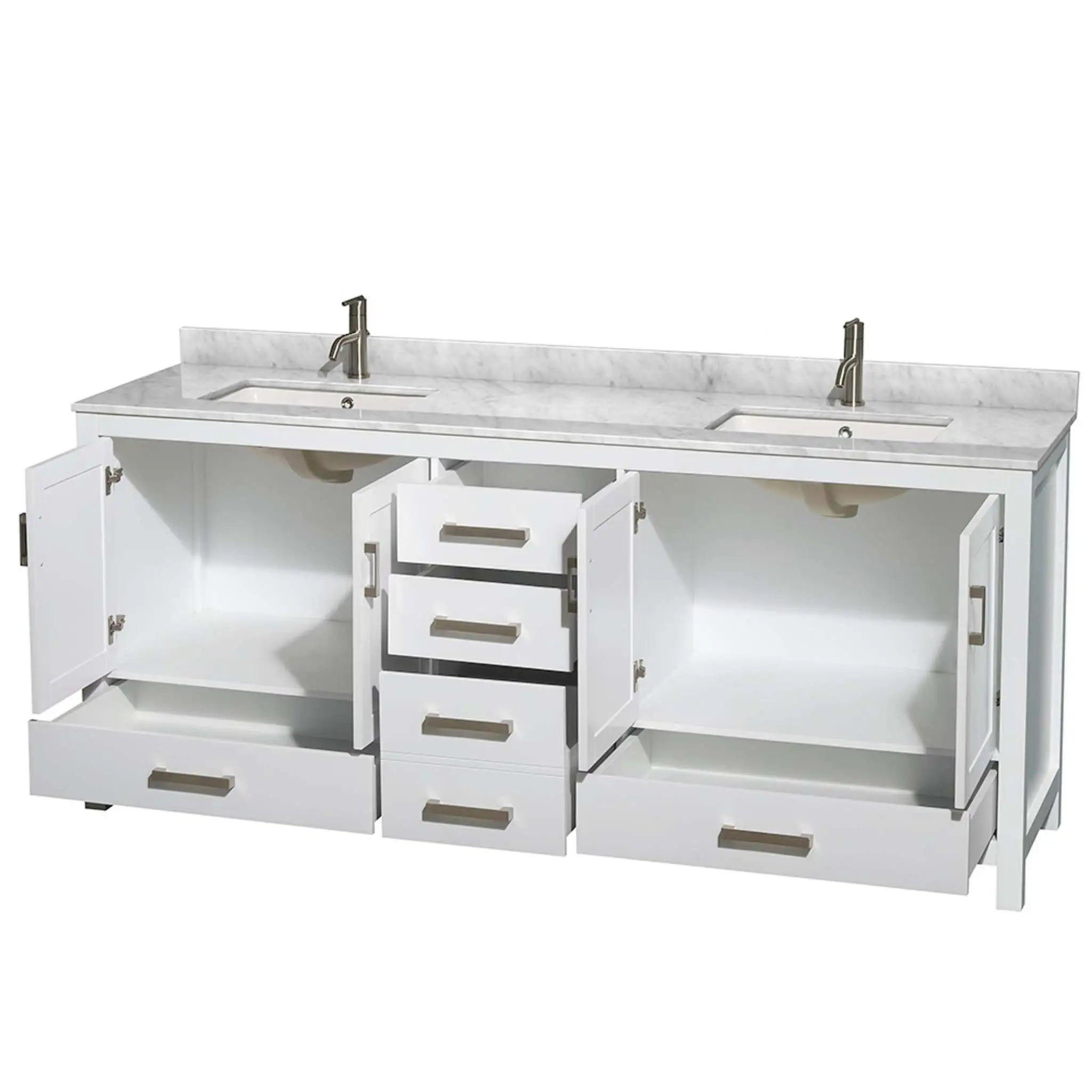 80" Sheffield Double Bathroom Vanity in White with Brushed Chrome Trim by Wyndham