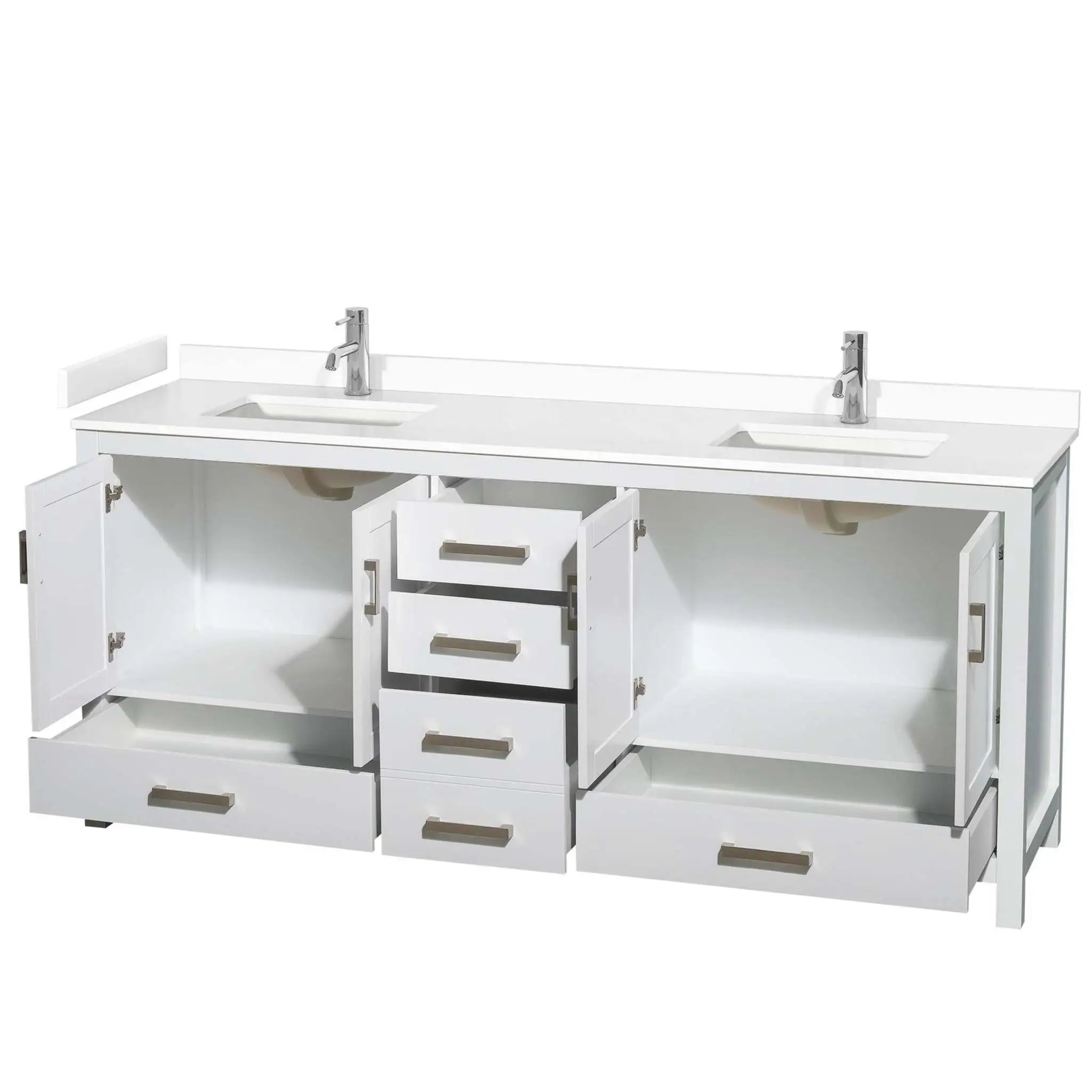 80" Sheffield Double Bathroom Vanity in White with Brushed Chrome Trim by Wyndham