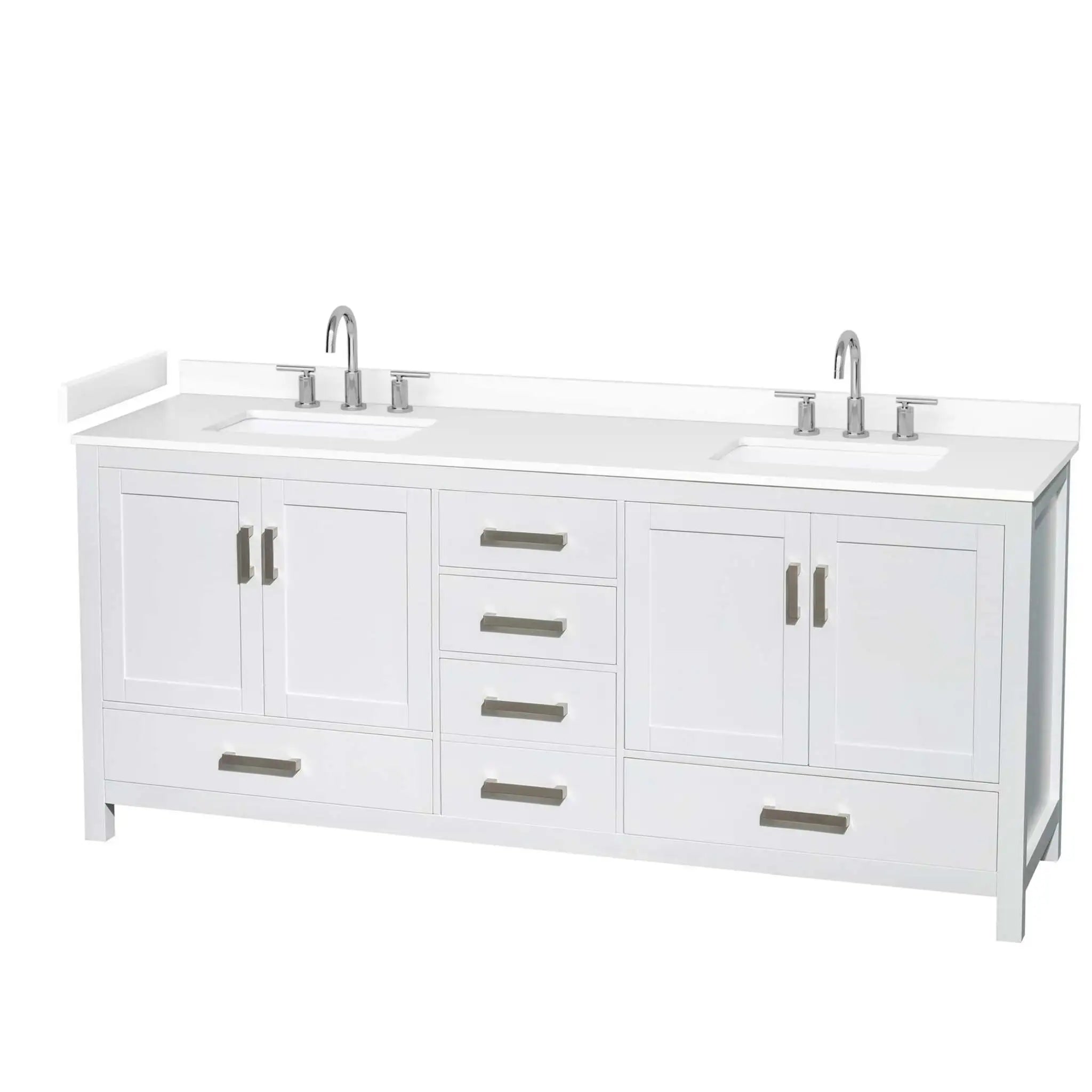 80" Sheffield Double Bathroom Vanity in White with Brushed Chrome Trim by Wyndham