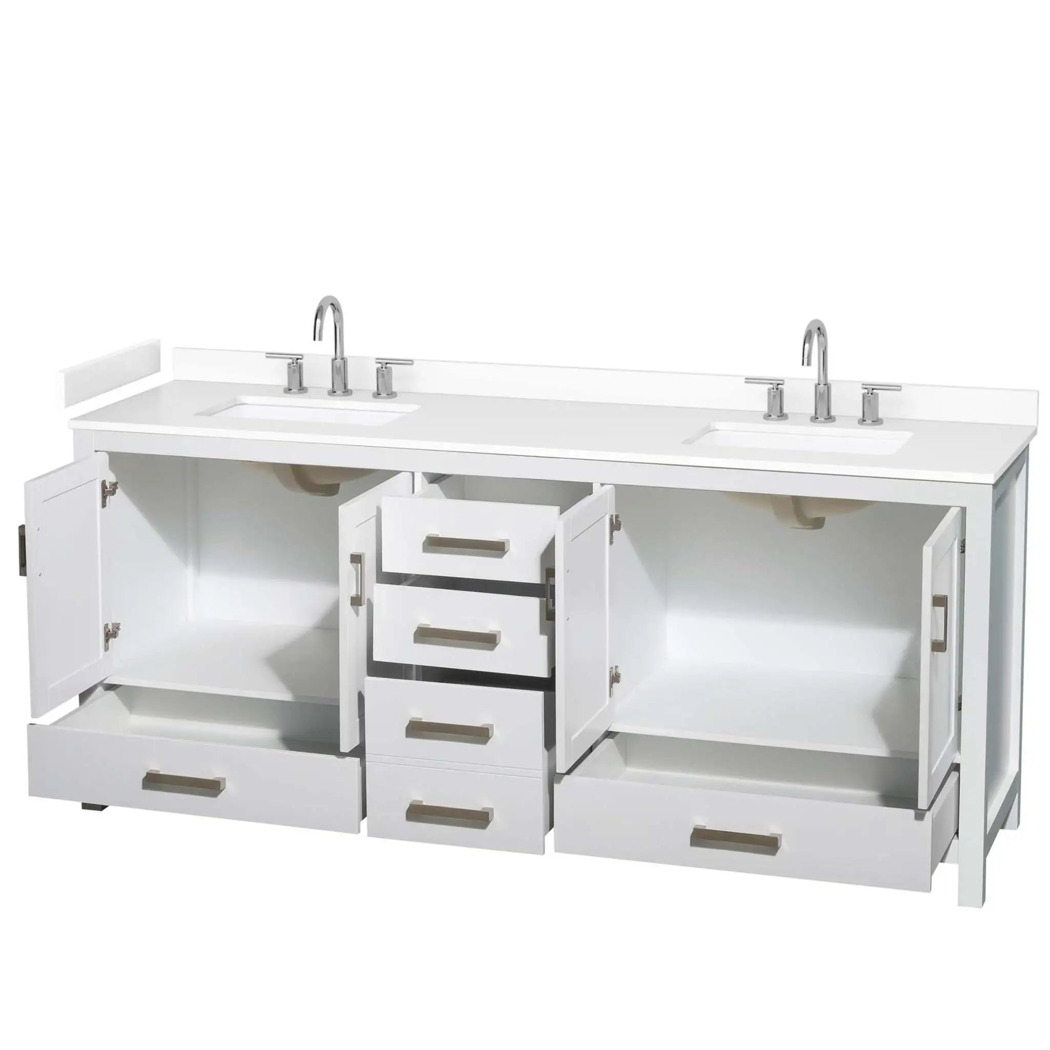 80" Sheffield Double Bathroom Vanity in White with Brushed Chrome Trim by Wyndham
