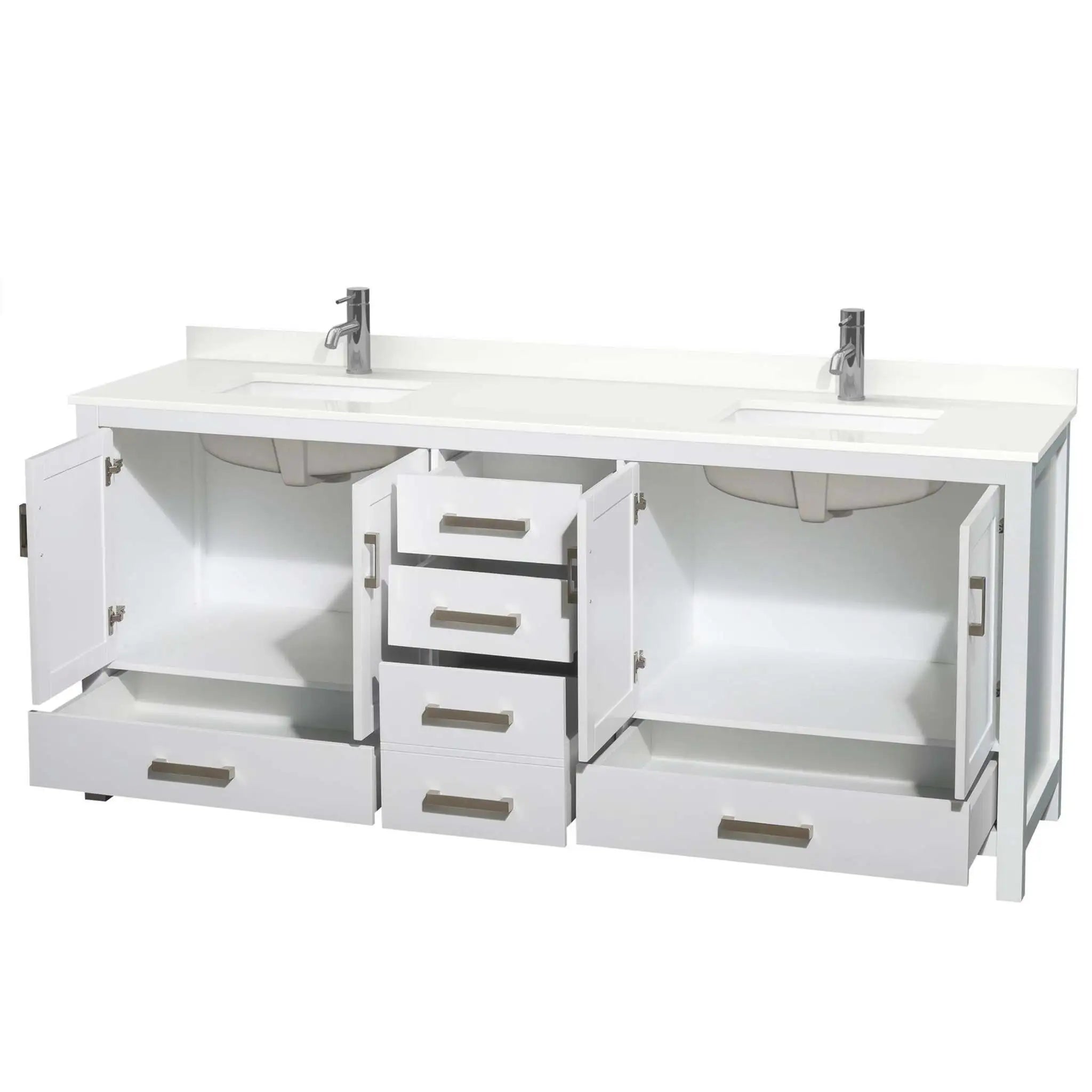 80" Sheffield Double Bathroom Vanity in White with Brushed Chrome Trim by Wyndham