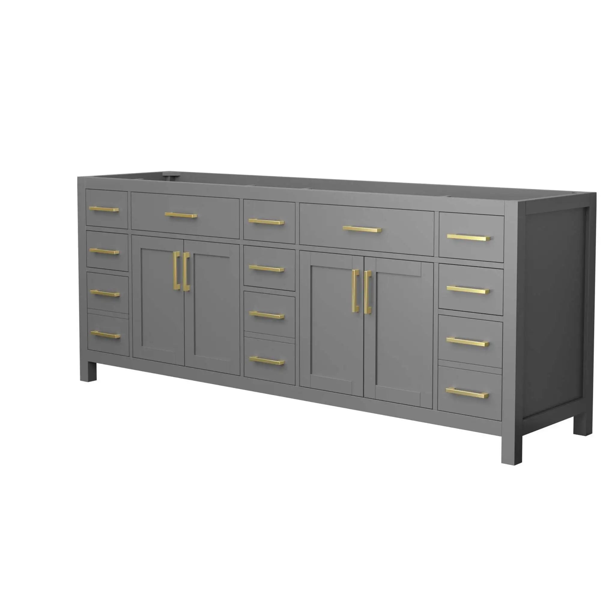 84" Beckett Double Bathroom Vanity in Dark Gray with Brushed Gold Trim by Wyndham