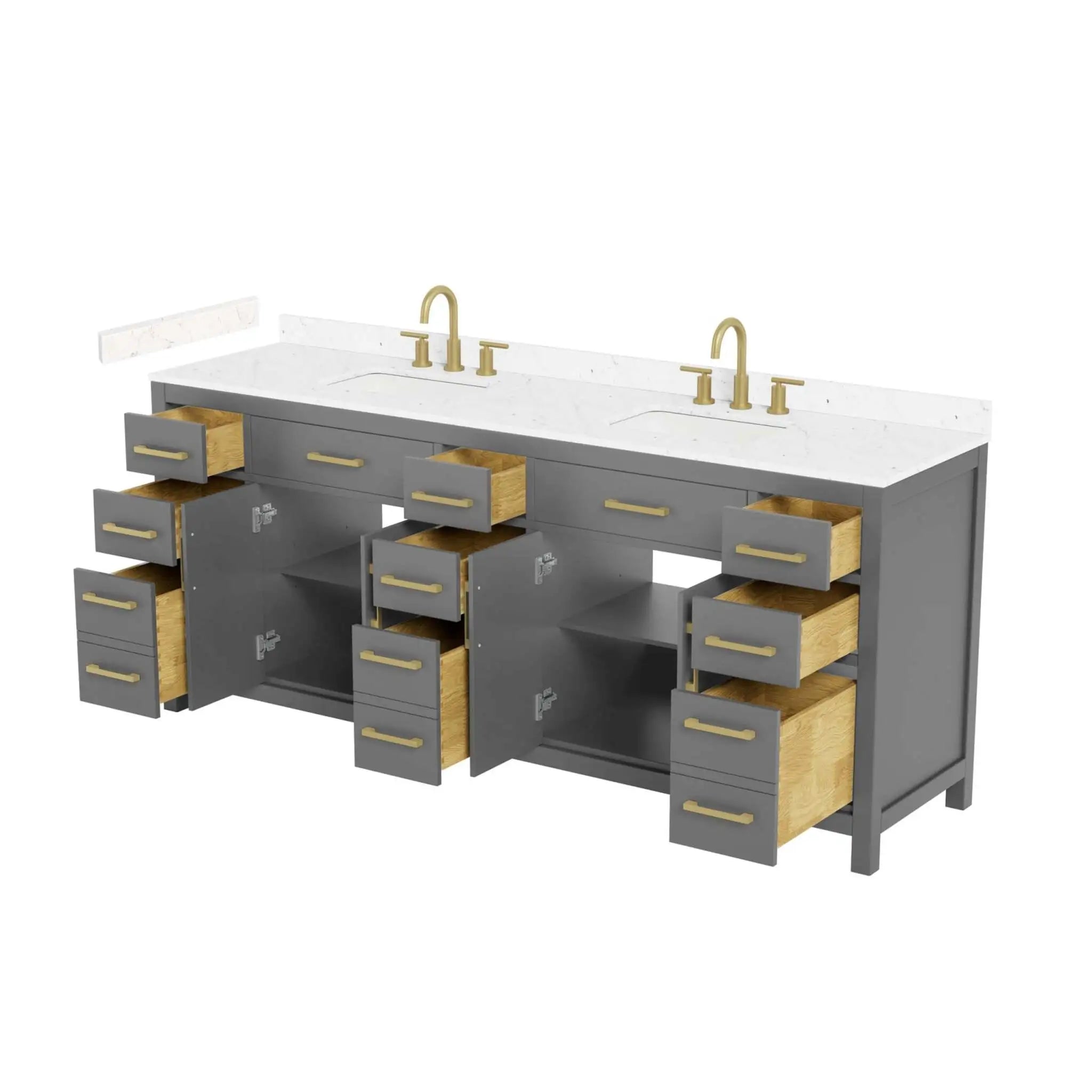 84" Beckett Double Bathroom Vanity in Dark Gray with Brushed Gold Trim by Wyndham