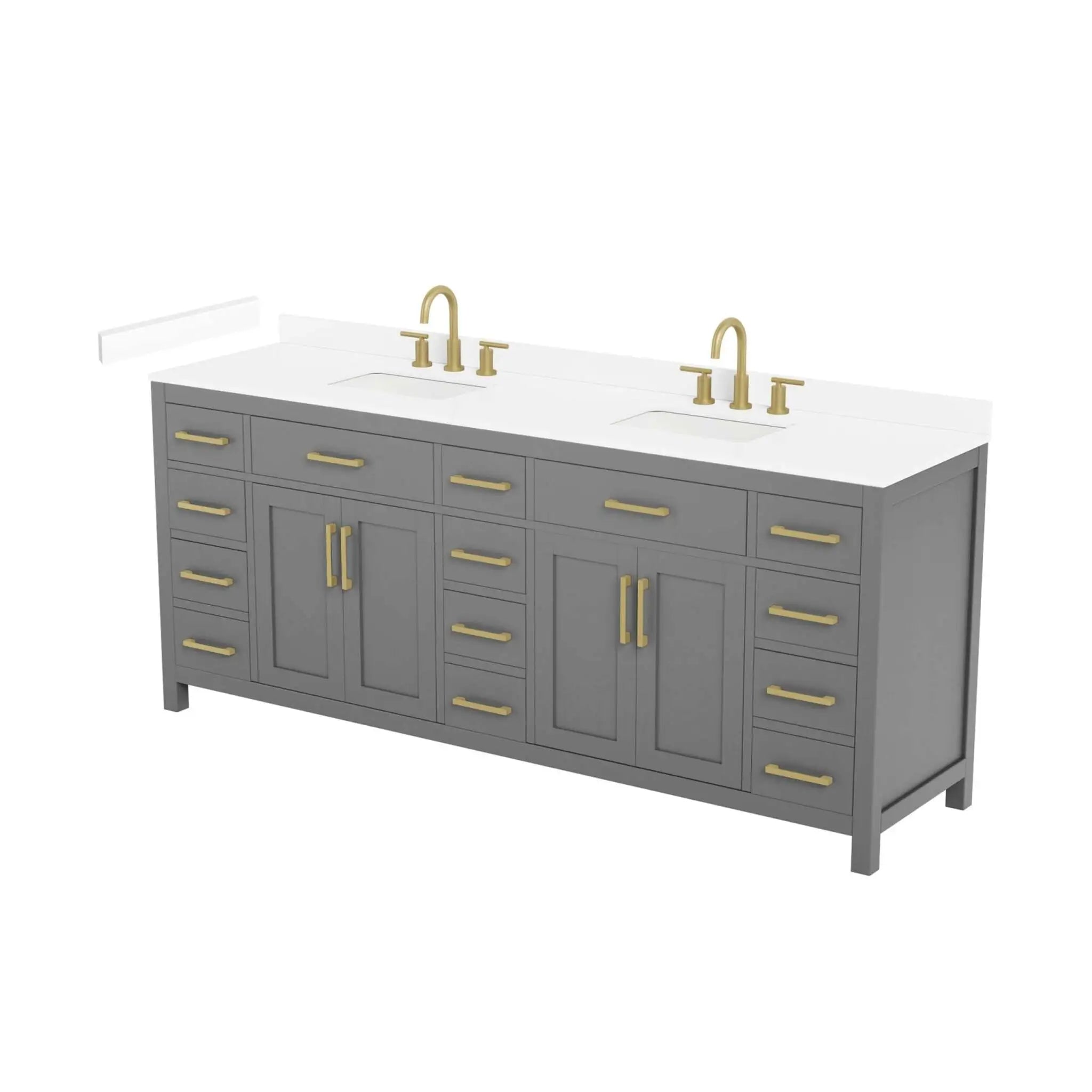 84" Beckett Double Bathroom Vanity in Dark Gray with Brushed Gold Trim by Wyndham