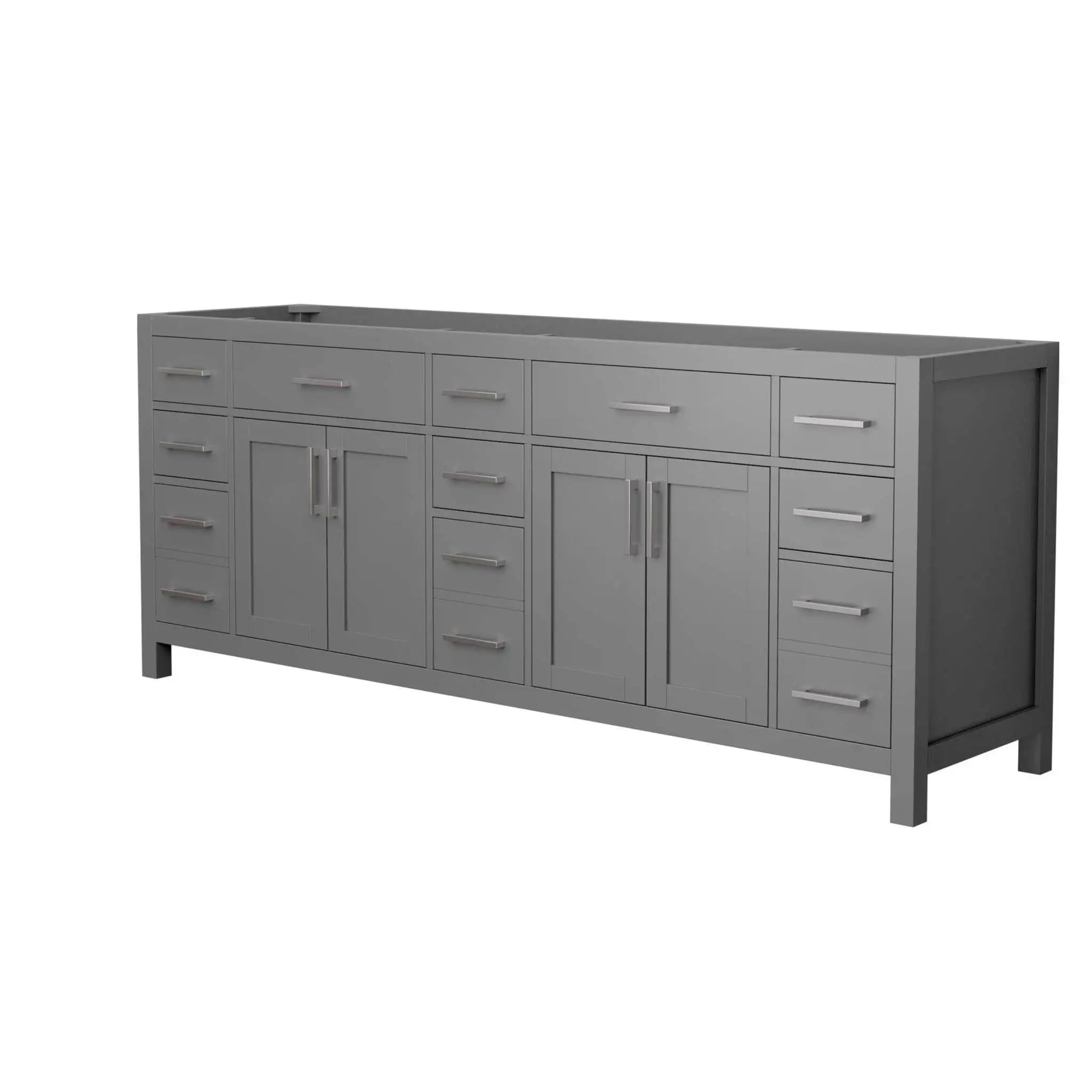 84" Beckett Double Bathroom Vanity in Dark Gray with Brushed Nickel Trim by Wyndham