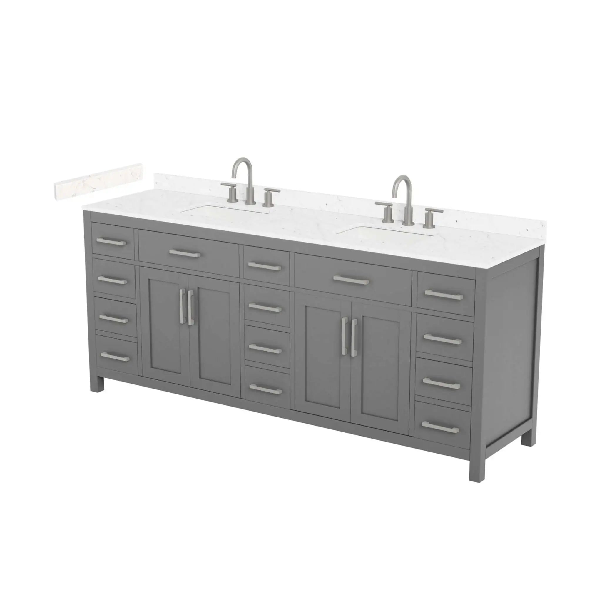 84" Beckett Double Bathroom Vanity in Dark Gray with Brushed Nickel Trim by Wyndham
