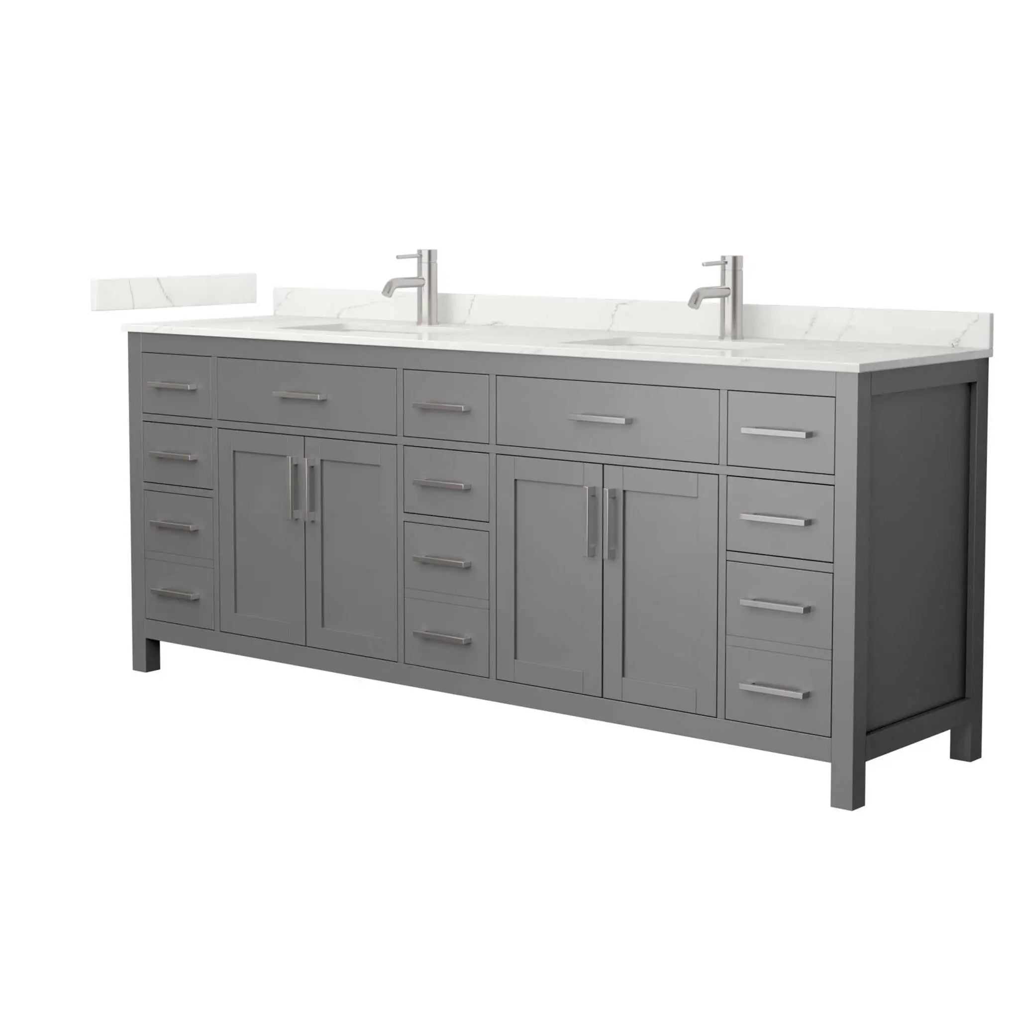 84" Beckett Double Bathroom Vanity in Dark Gray with Brushed Nickel Trim by Wyndham