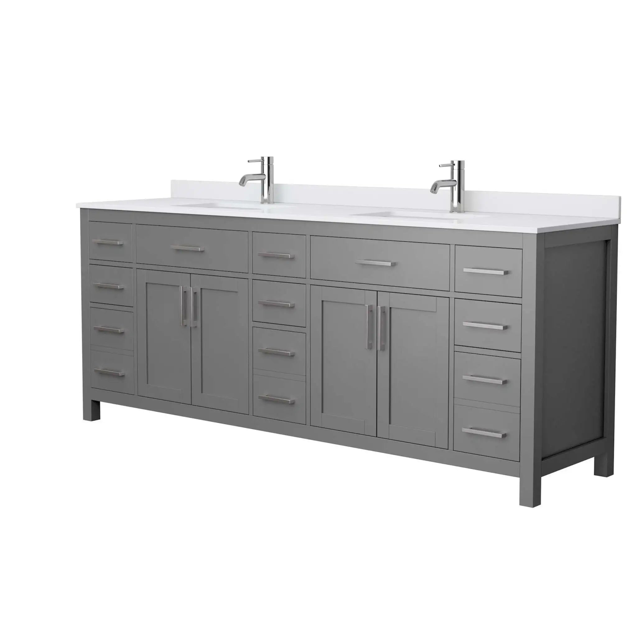 84" Beckett Double Bathroom Vanity in Dark Gray with Brushed Nickel Trim by Wyndham