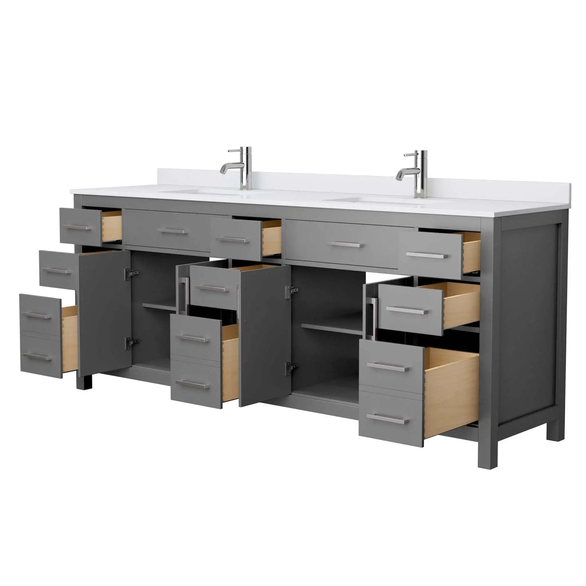 84" Beckett Double Bathroom Vanity in Dark Gray with Brushed Nickel Trim by Wyndham