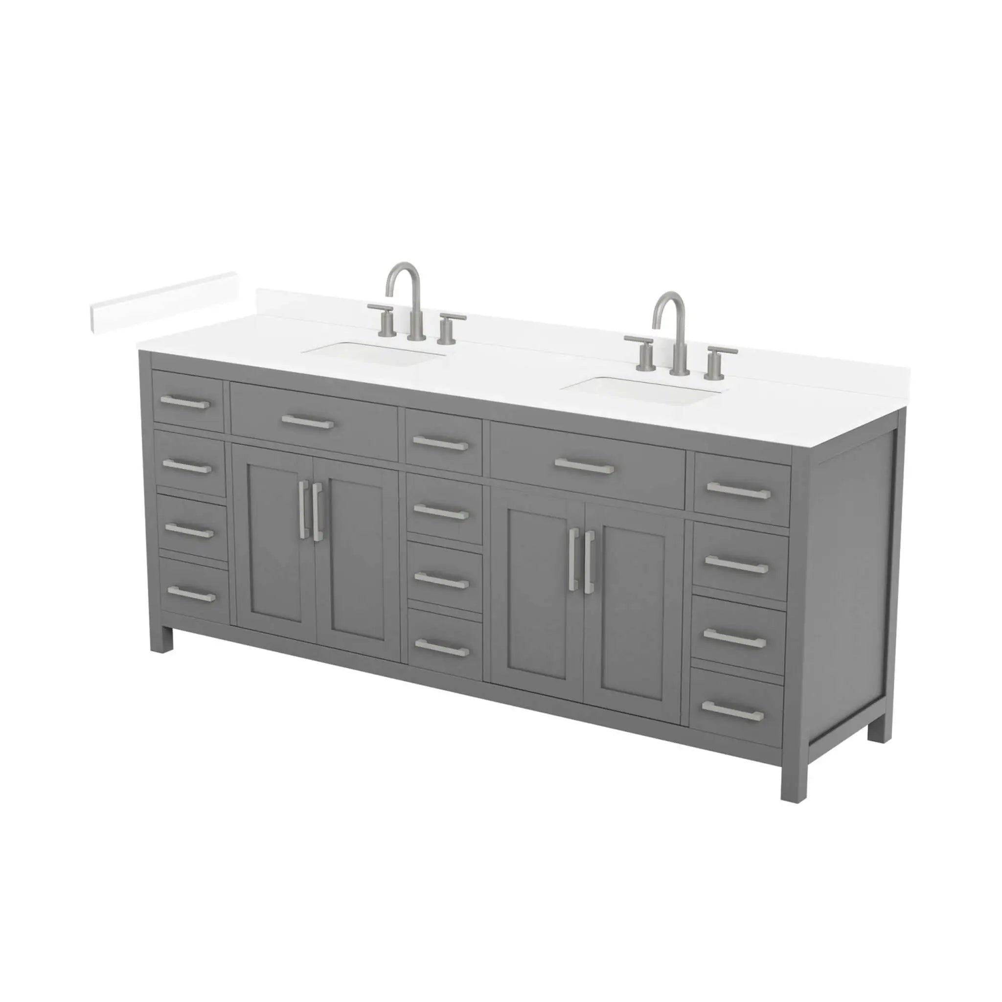 84" Beckett Double Bathroom Vanity in Dark Gray with Brushed Nickel Trim by Wyndham
