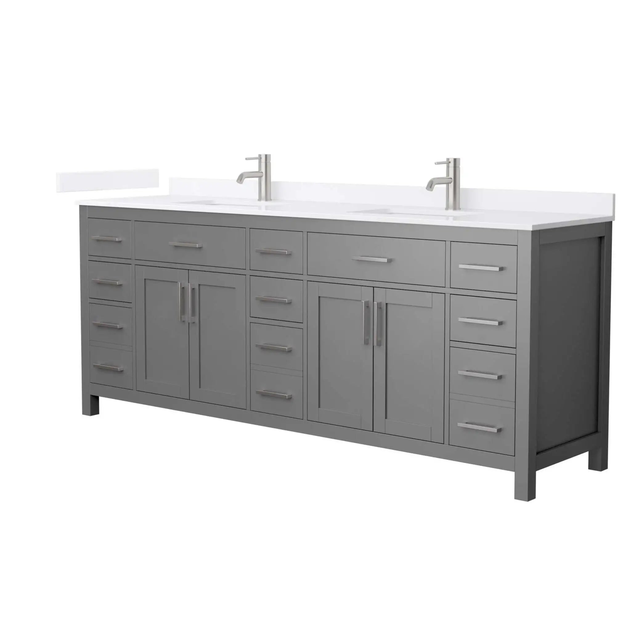 84" Beckett Double Bathroom Vanity in Dark Gray with Brushed Nickel Trim by Wyndham