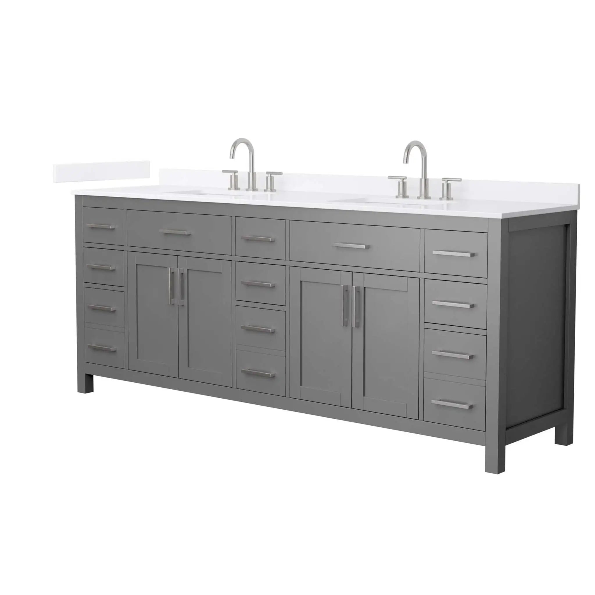 84" Beckett Double Bathroom Vanity in Dark Gray with Brushed Nickel Trim by Wyndham