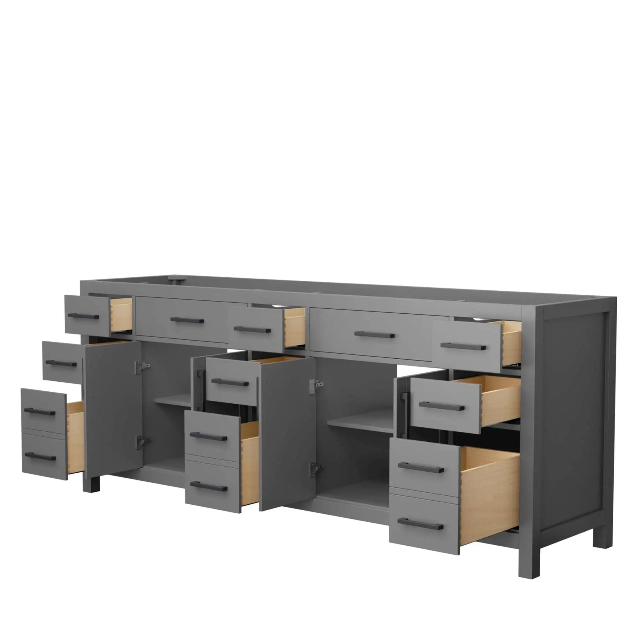84" Beckett Double Bathroom Vanity in Dark Gray with Matte Black Trim by Wyndham