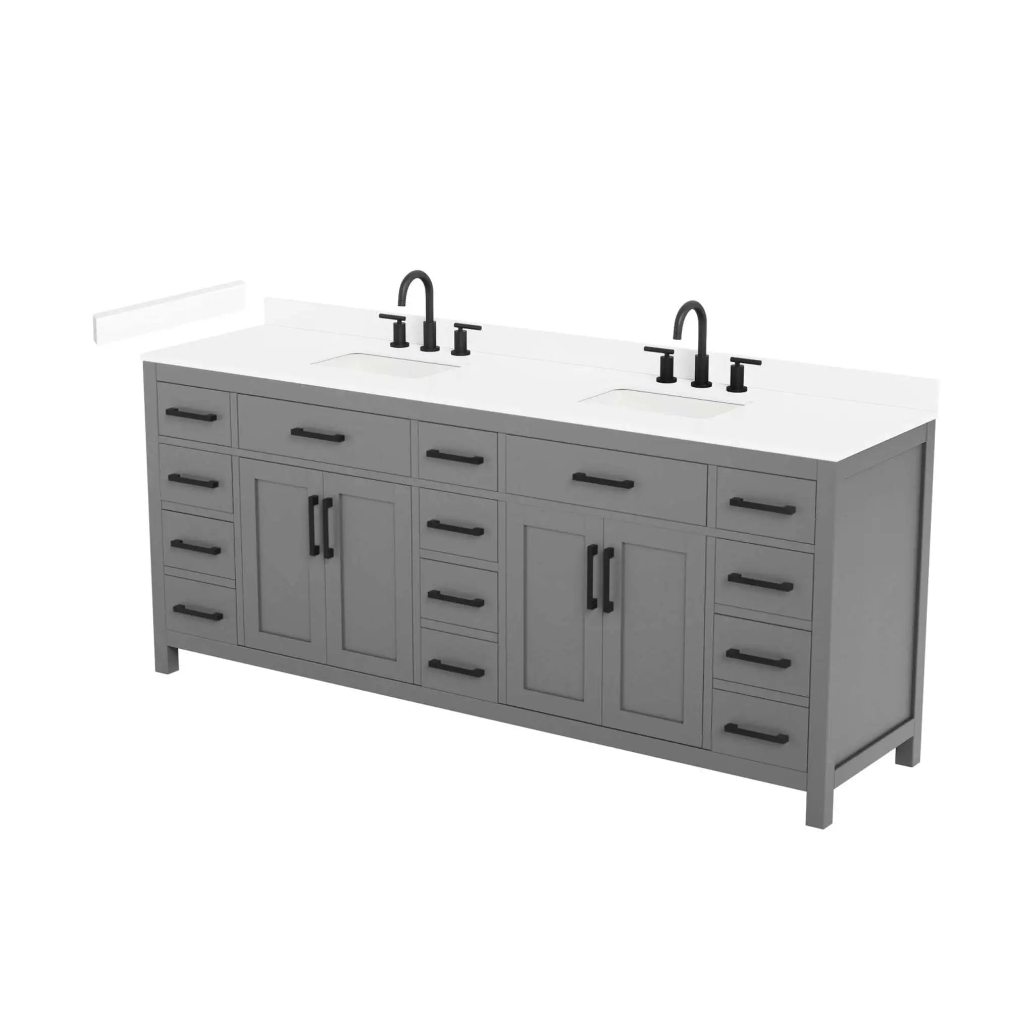 84" Beckett Double Bathroom Vanity in Dark Gray with Matte Black Trim by Wyndham