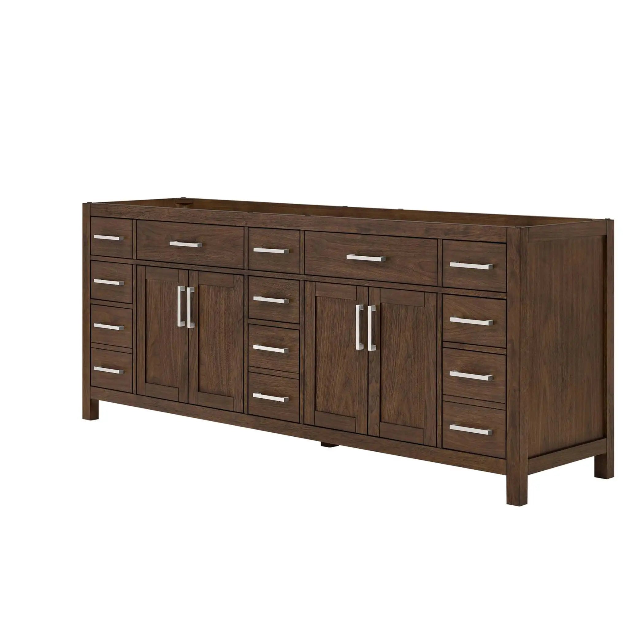 84" Beckett Double Bathroom Vanity in Dark Walnut with Brushed Nickel Trim by Wyndham