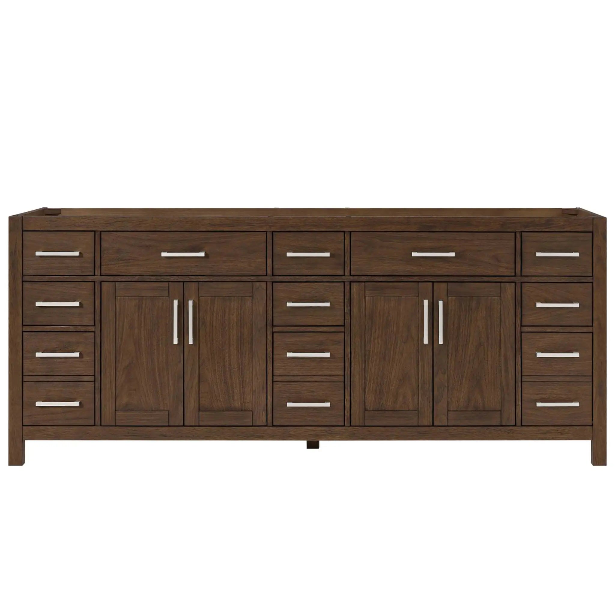 84" Beckett Double Bathroom Vanity in Dark Walnut with Brushed Nickel Trim by Wyndham