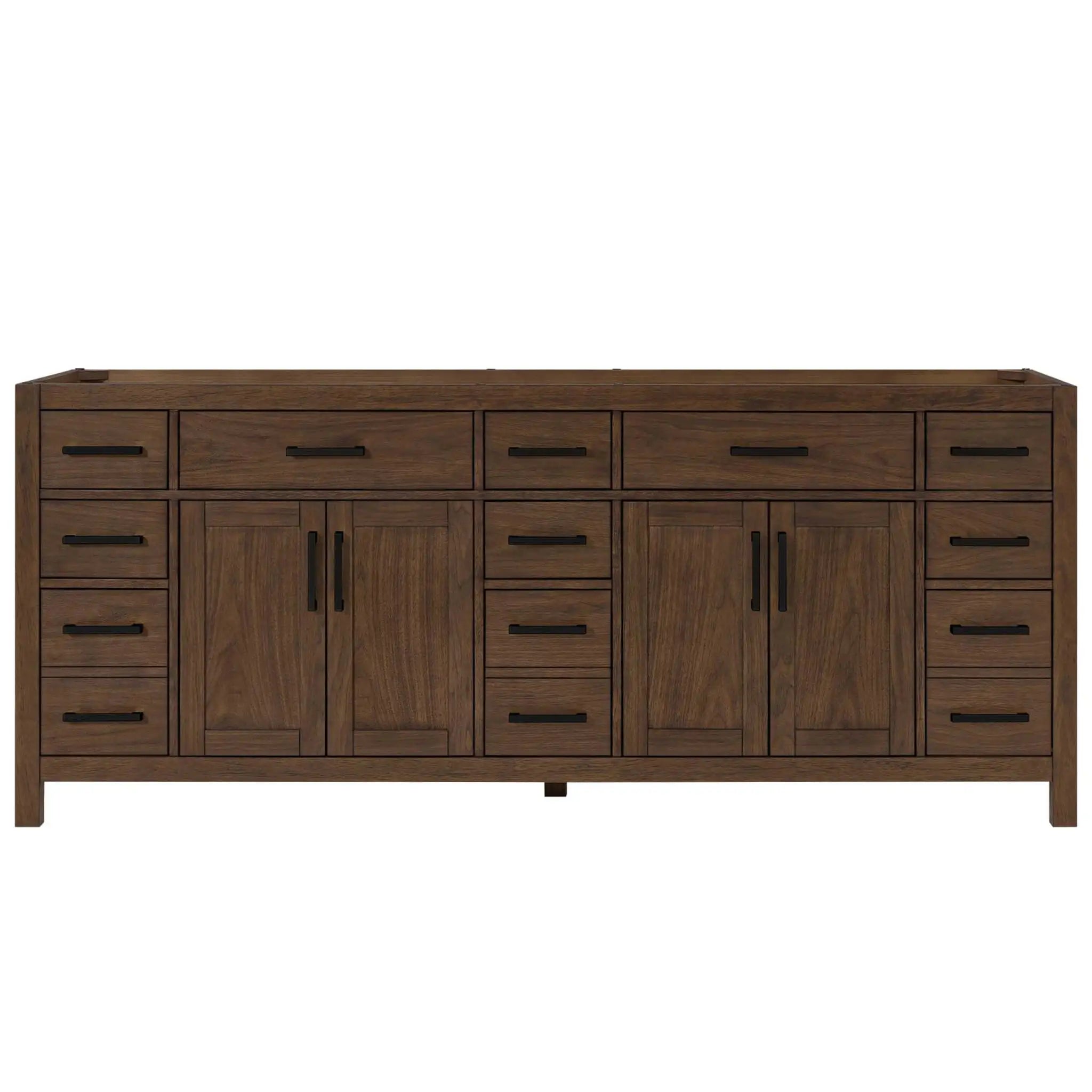 84" Beckett Double Bathroom Vanity in Dark Walnut with Matte Black Trim by Wyndham