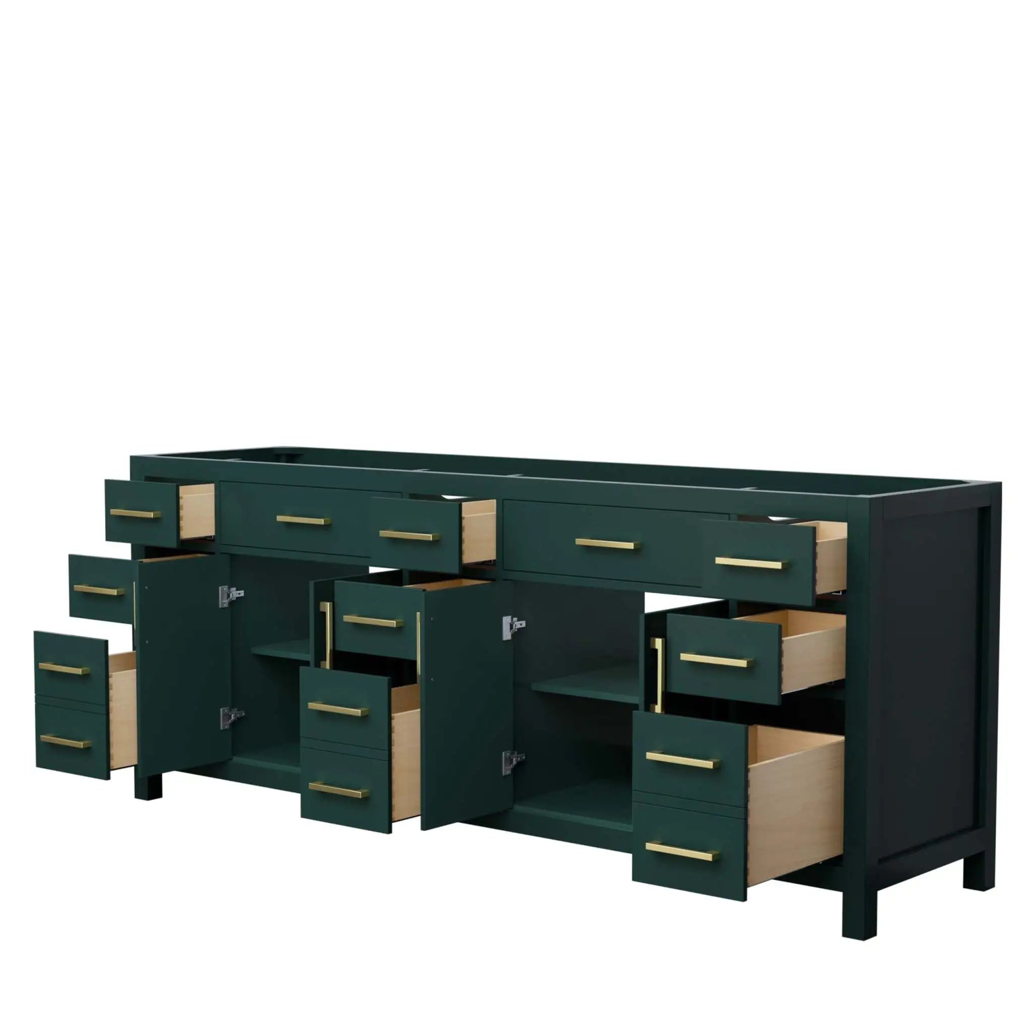 84" Beckett Double Bathroom Vanity in Green with Brushed Gold Trim by Wyndham