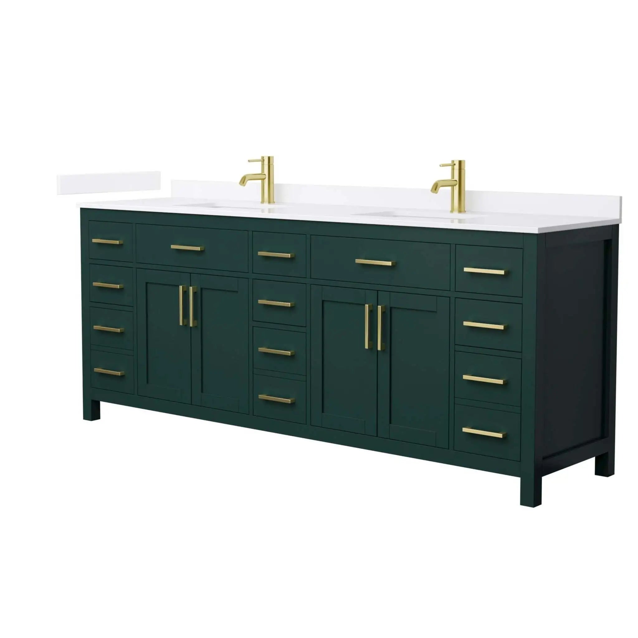84" Beckett Double Bathroom Vanity in Green with Brushed Gold Trim by Wyndham
