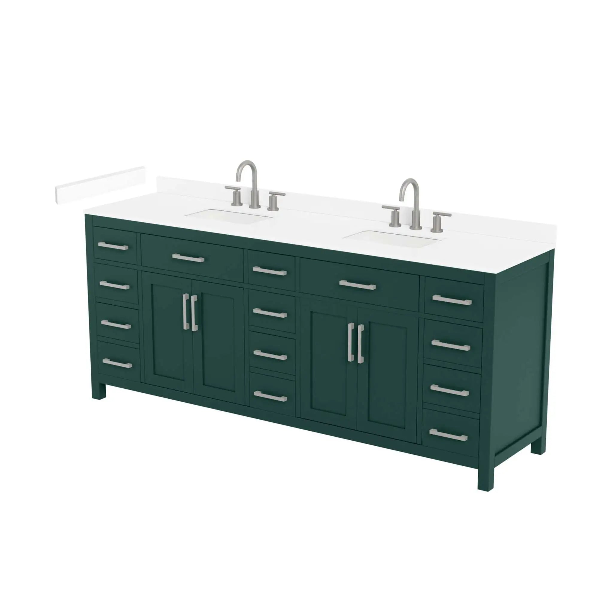 84" Beckett Double Bathroom Vanity in Green with Brushed Nickel Trim by Wyndham