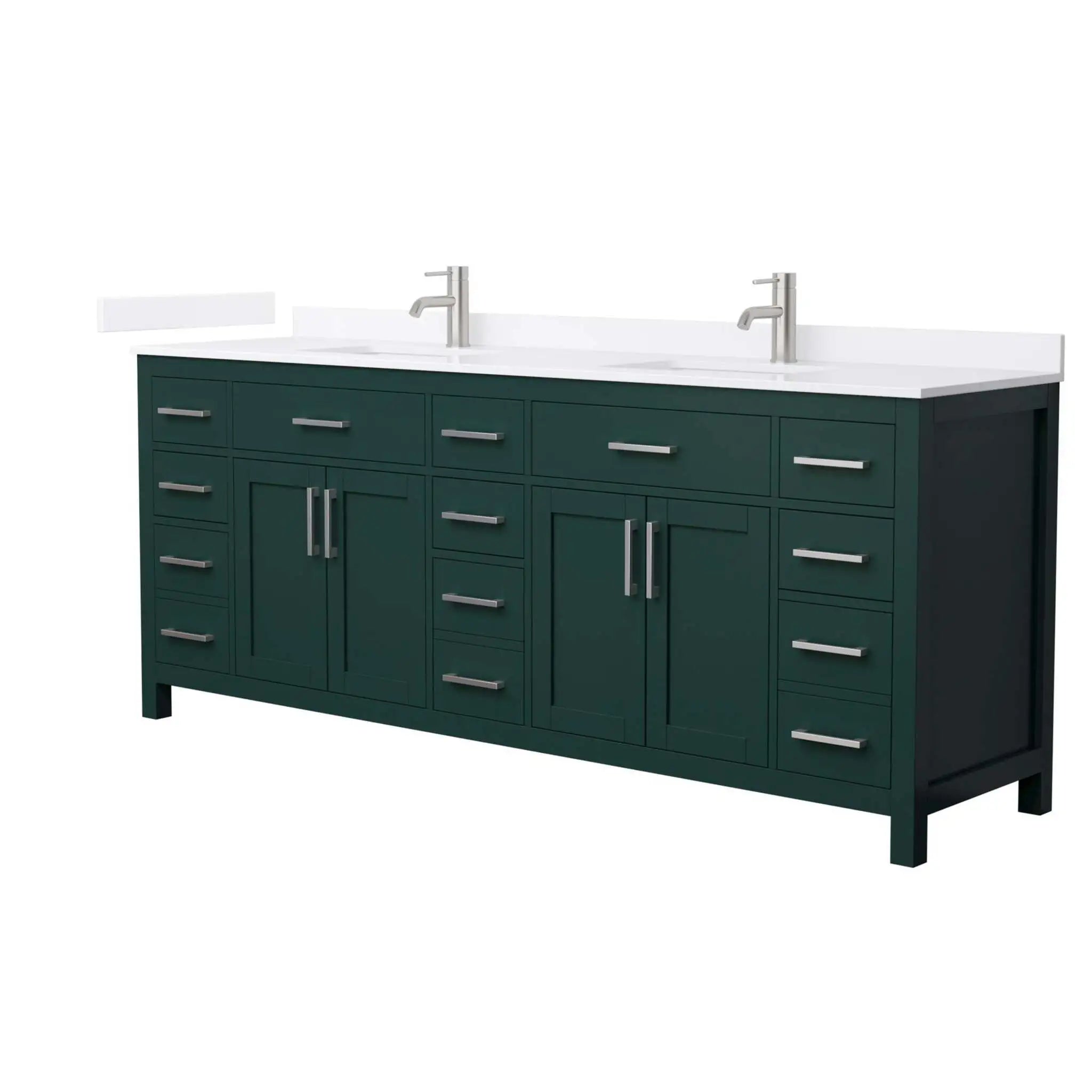 84" Beckett Double Bathroom Vanity in Green with Brushed Nickel Trim by Wyndham