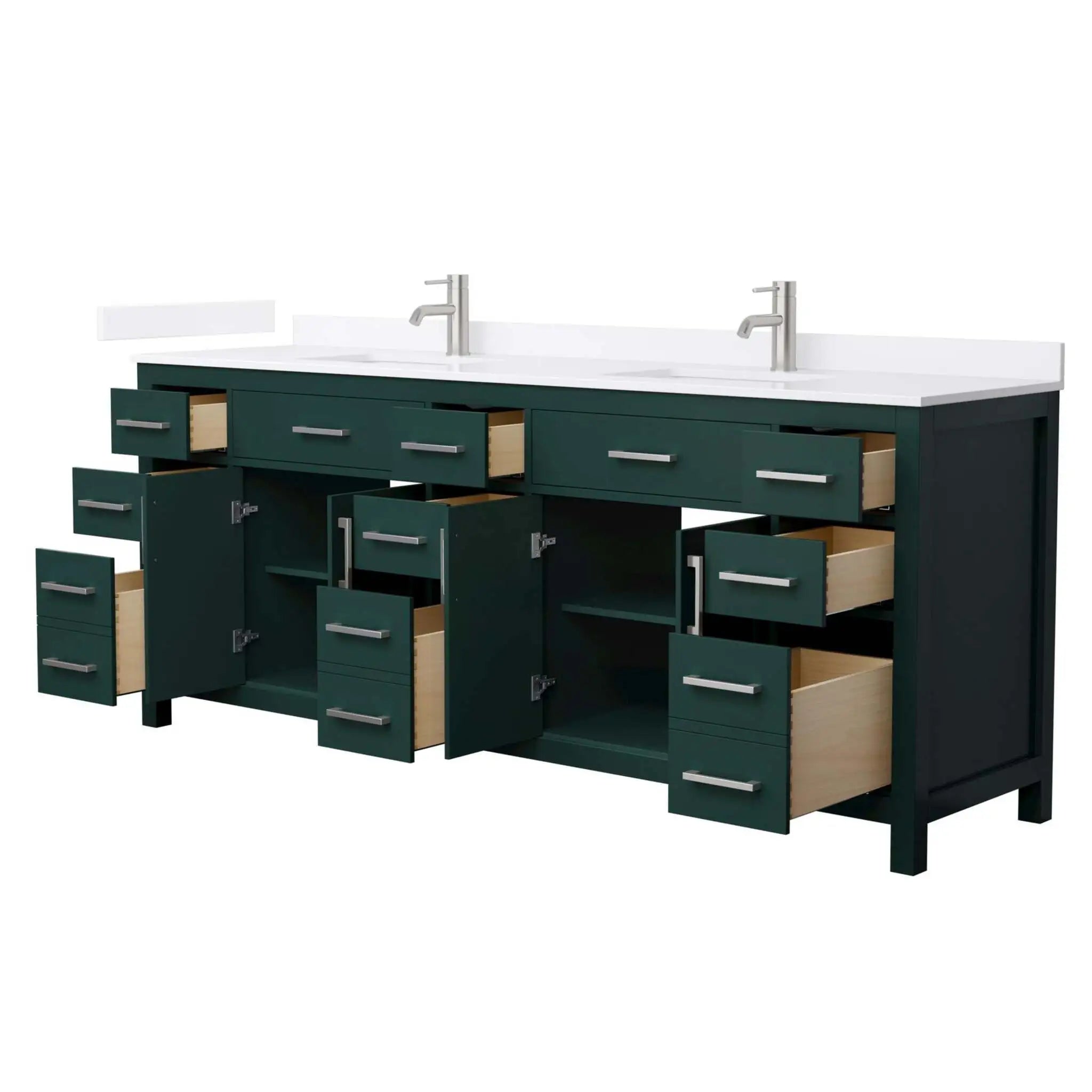 84" Beckett Double Bathroom Vanity in Green with Brushed Nickel Trim by Wyndham