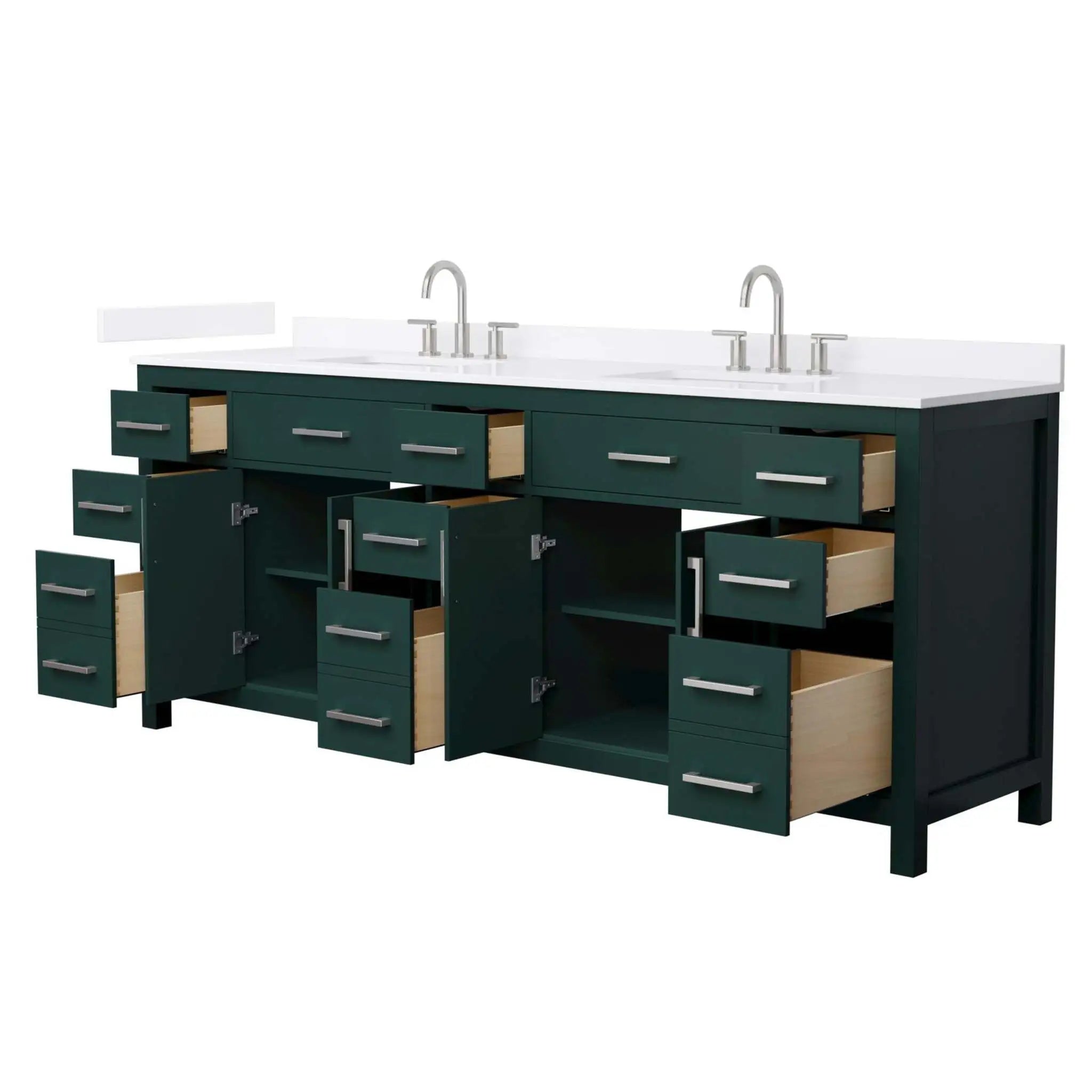 84" Beckett Double Bathroom Vanity in Green with Brushed Nickel Trim by Wyndham