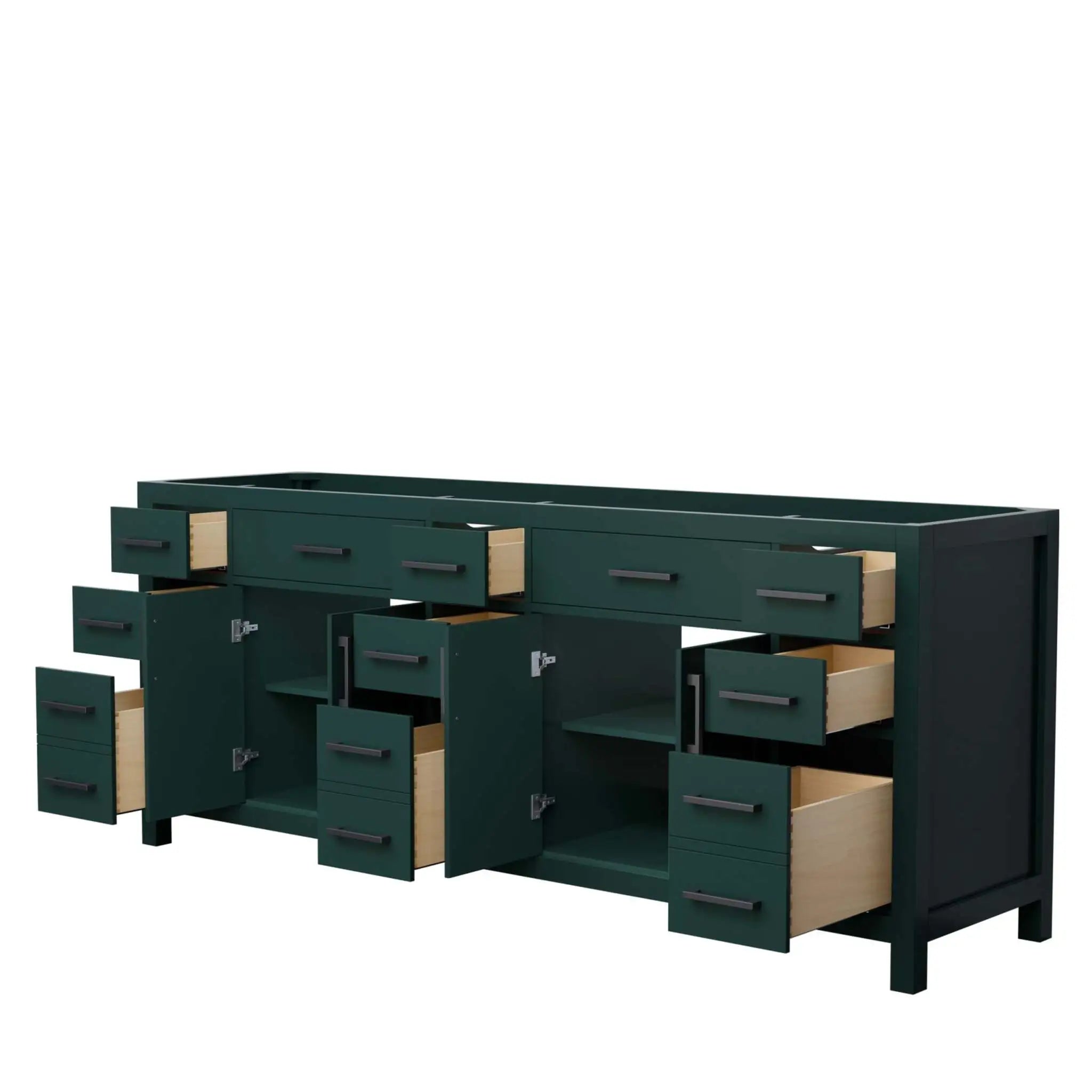 84" Beckett Double Bathroom Vanity in Green with Matte Black Trim by Wyndham