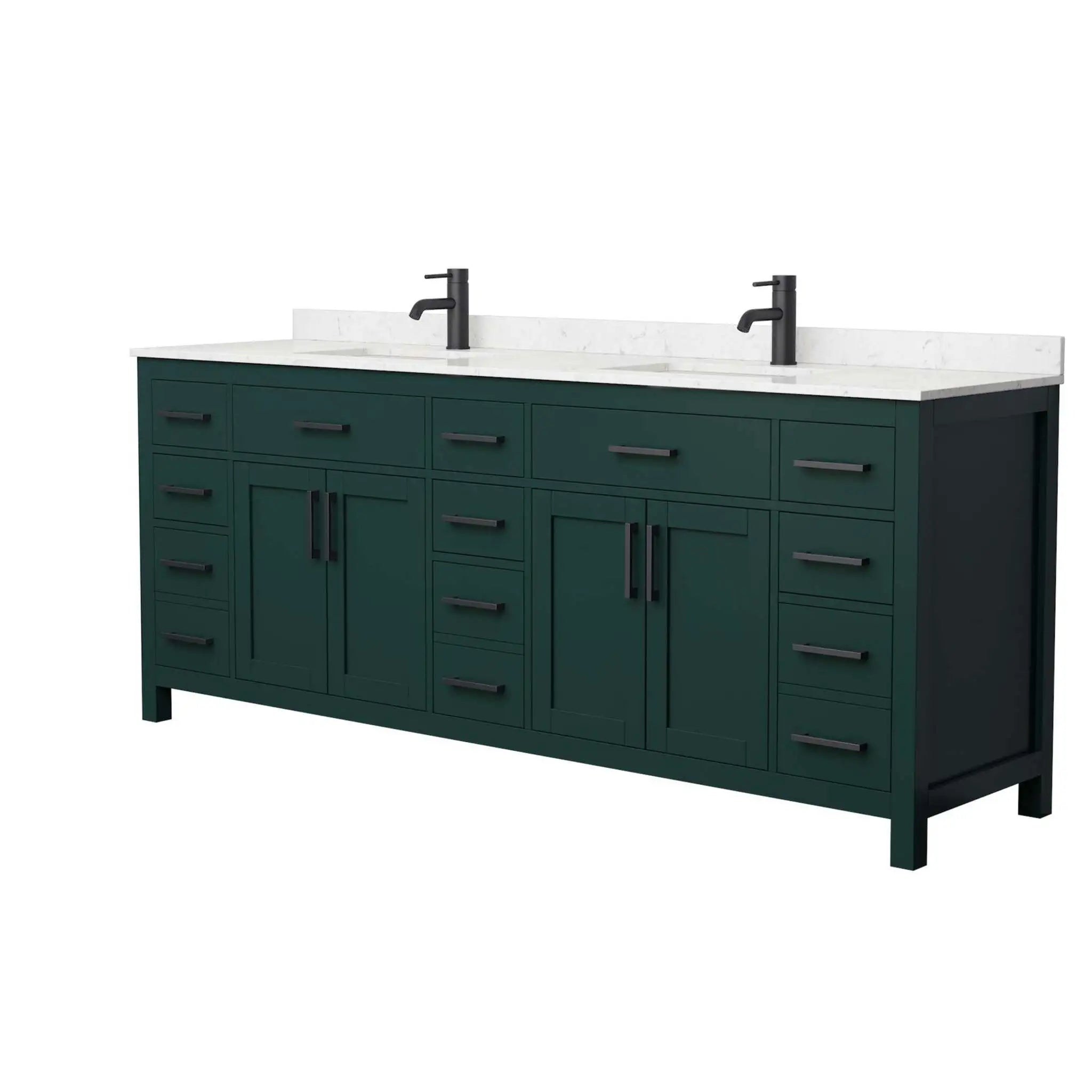 84" Beckett Double Bathroom Vanity in Green with Matte Black Trim by Wyndham