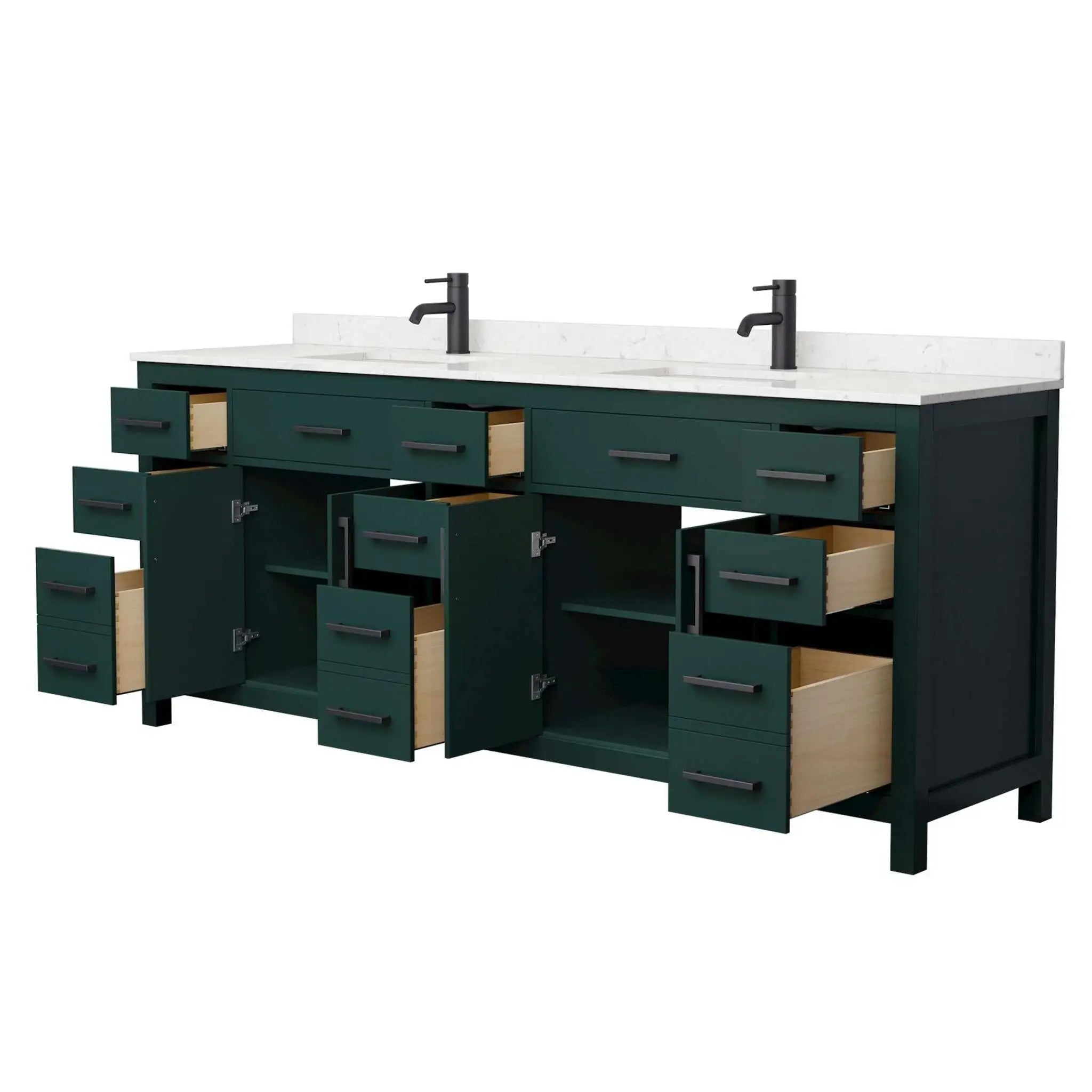 84" Beckett Double Bathroom Vanity in Green with Matte Black Trim by Wyndham